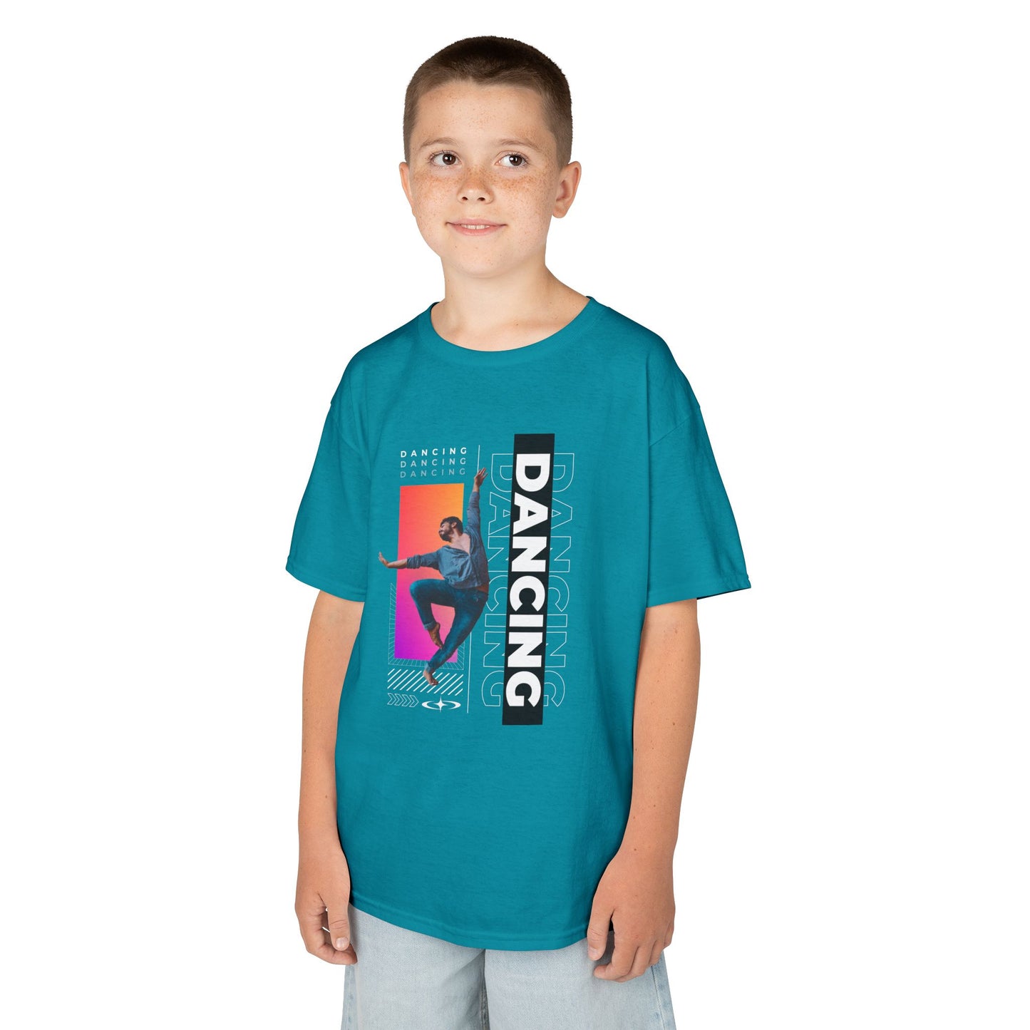 “Dancing” Youth Short Sleeve T-Shirt – Streetwear-Inspired Male Dancer Graphic – Trendy Kids Dance Apparel Tee