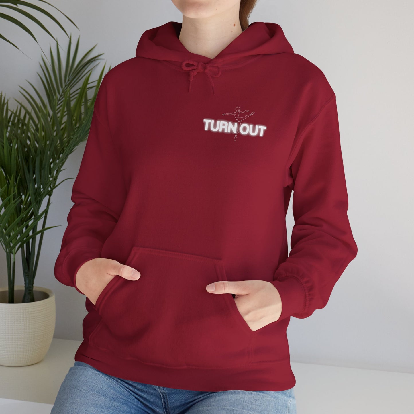 "Turn Out" Ballet Hoodie – Unisex Heavy Blend™ Hooded Sweatshirt with Front & Back Ballerina Graphics for Dancers