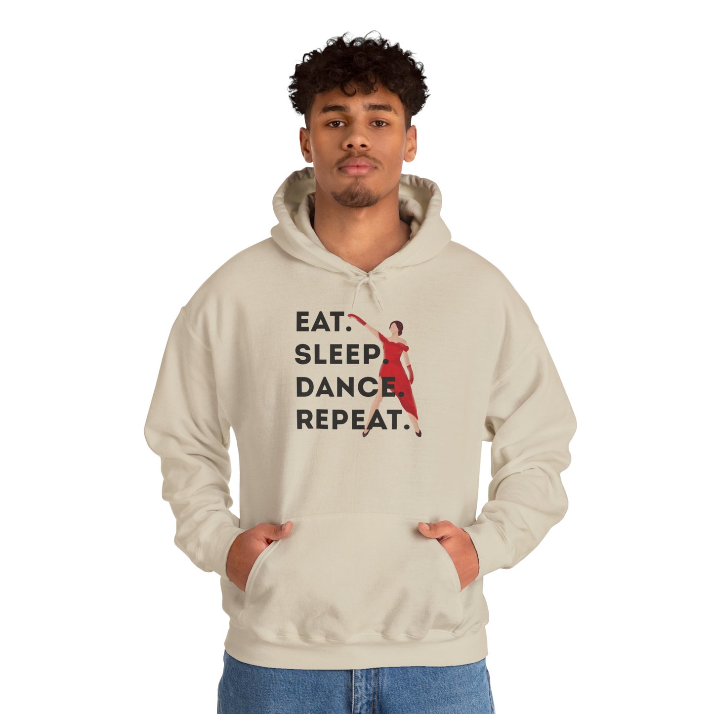 "Eat Sleep Dance Repeat" Unisex Dance Hoodie β Bold Graphic Sweatshirt for Dancers