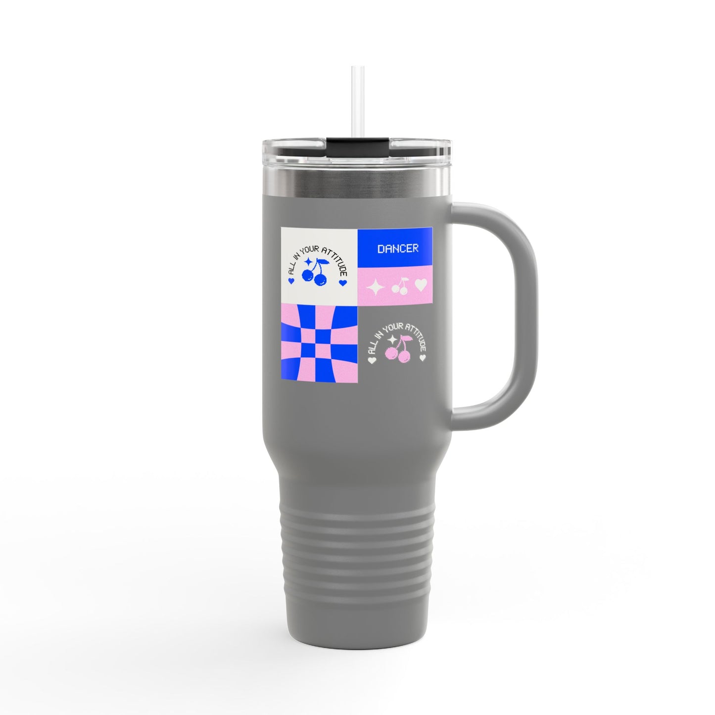 "All in Your Attitude" – 40oz Insulated Stainless Steel Travel Mug with Bold Motivational Graphic | Dance-Inspired Hydration Tumbler