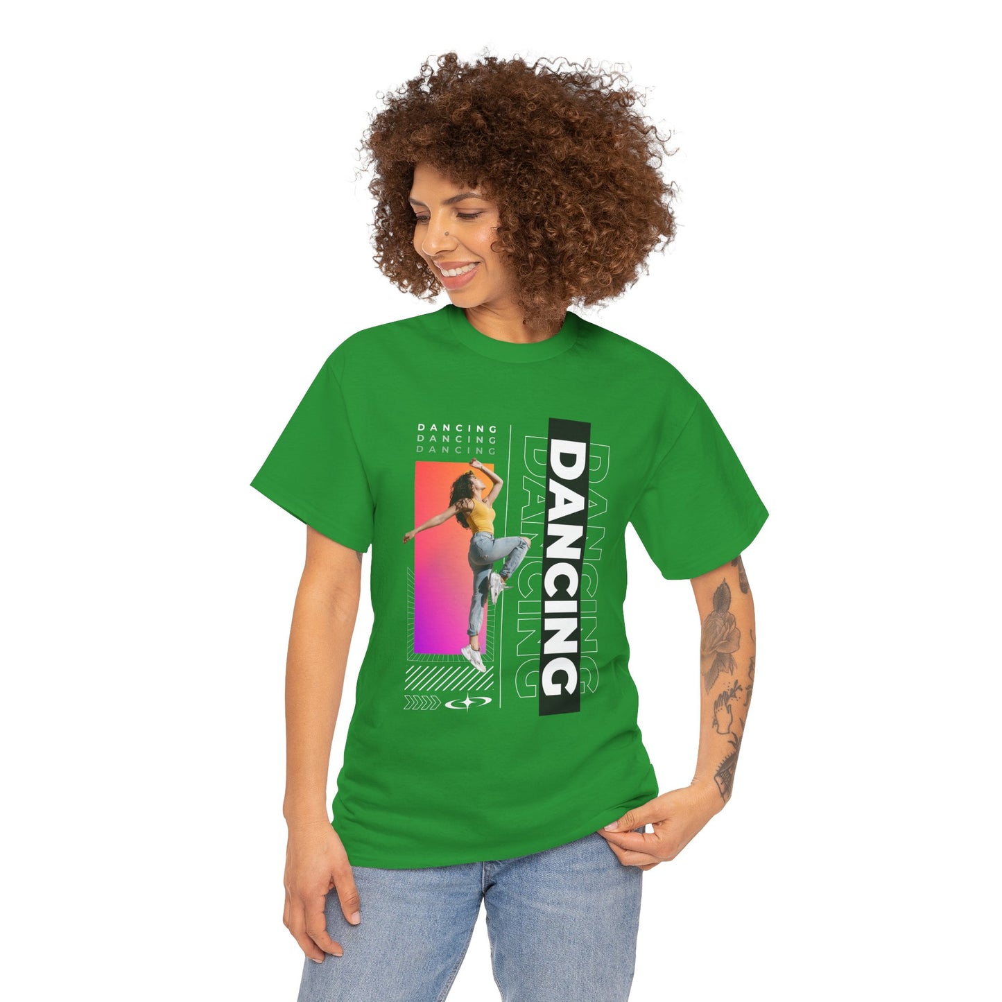 “Dancing” Streetwear-Inspired Female Dancer Unisex Heavy Cotton Tee – Urban Dance Graphic T-Shirt for Performers and Dance Lovers