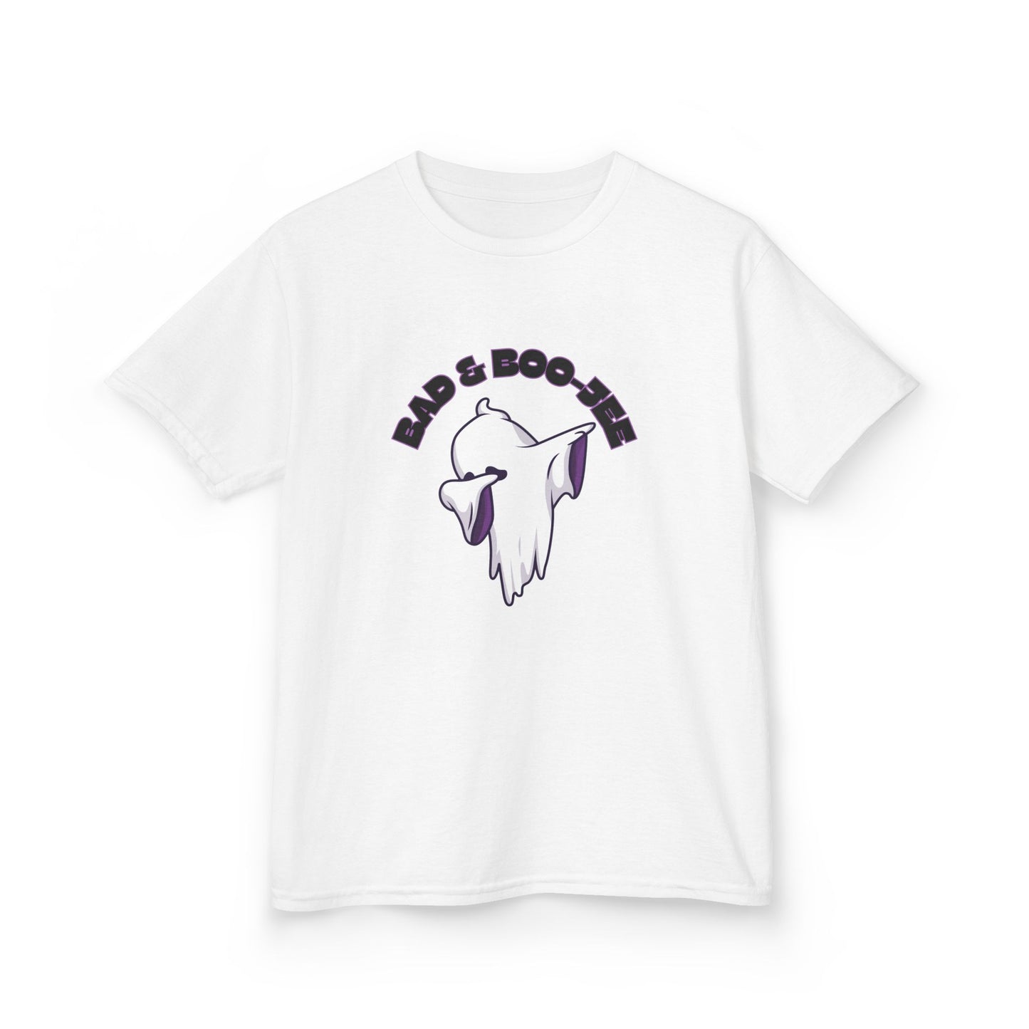 “Bad & Boo-jee” Funny Halloween Dance T-Shirt with Cute Ghost Dab Graphic - Kids Heavy Cotton™ Tee