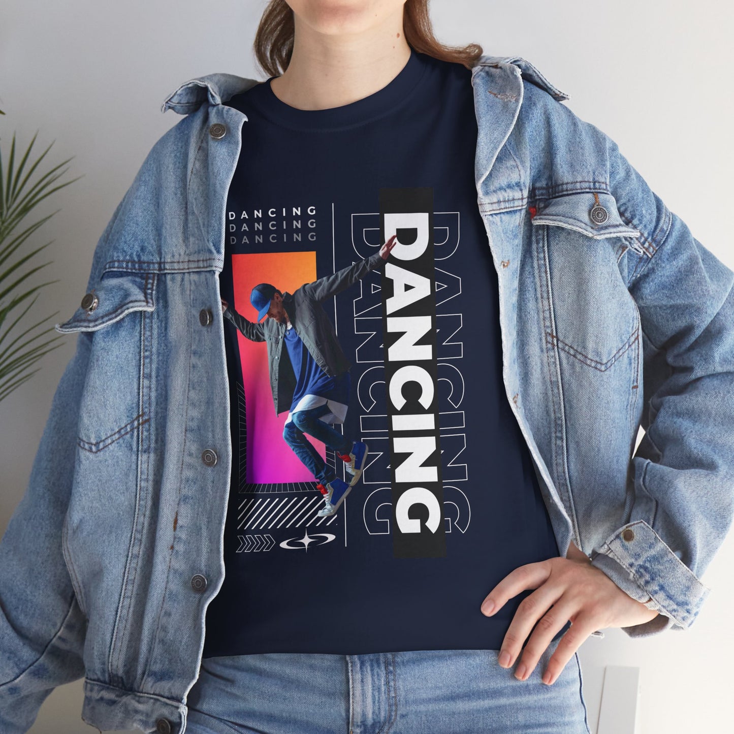“Dancing” Streetwear-Inspired Male Dancer Unisex Heavy Cotton Tee – Urban Dance Graphic T-Shirt for Performers and Dance Lovers