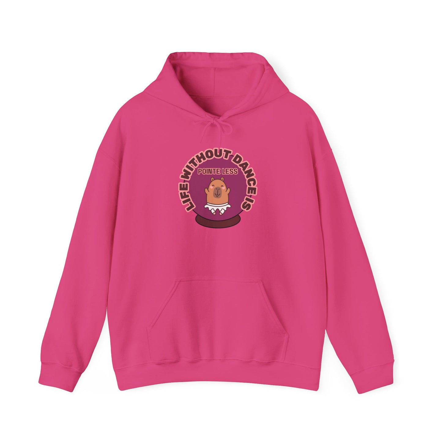 “Life Without Dance is Pointeless" Unisex Heavy Blend Hooded Sweatshirt – Cute Capybara Graphic Hoodie for Adults and Teens