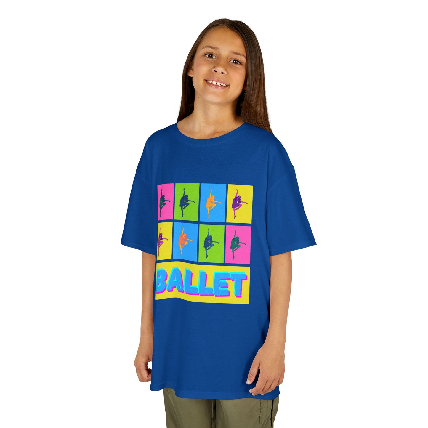 "Ballet" Youth Short Sleeve T-Shirt – Pop Art Inspired Design with Ballet Dancer Graphics – Dance Apparel for Kids