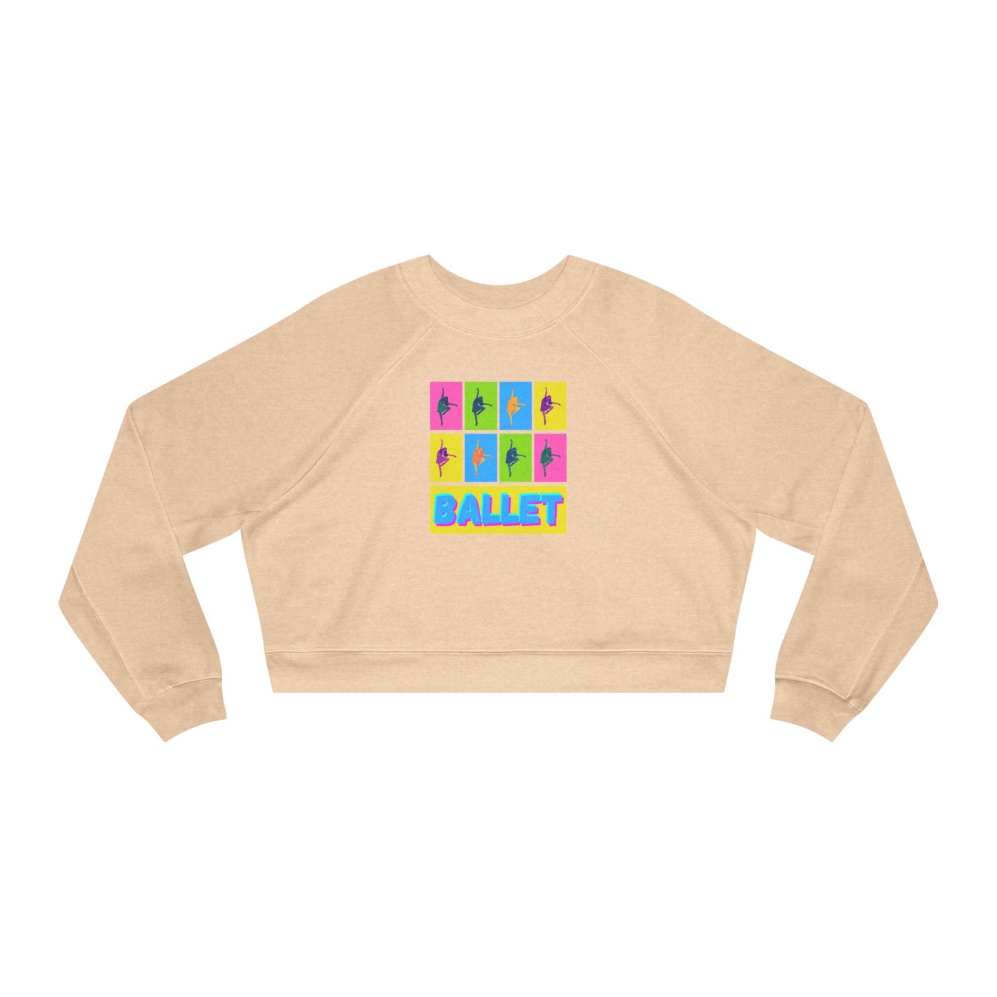 “Ballet” Pop Art Inspired Design with Ballet Dancer Graphics | Streetwear-Inspired Ballet Dance Sweatshirt for Dancers & Enthusiasts - Women’s Cropped Sweatshirt