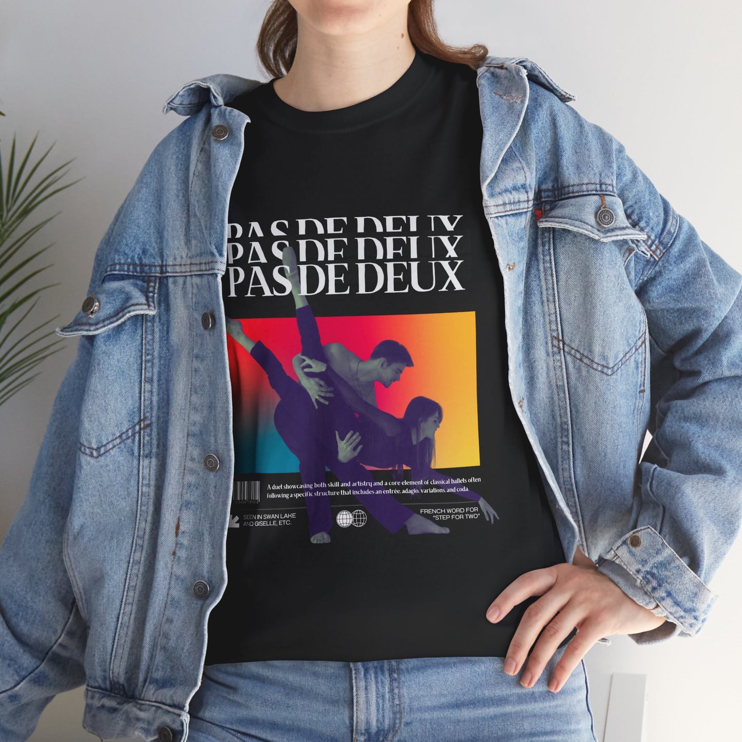 “Pas De Deux” Ballet Definition Unisex Heavy Cotton Tee – Streetwear-Inspired Dance T-Shirt with Elegant Partner Dancers Graphic
