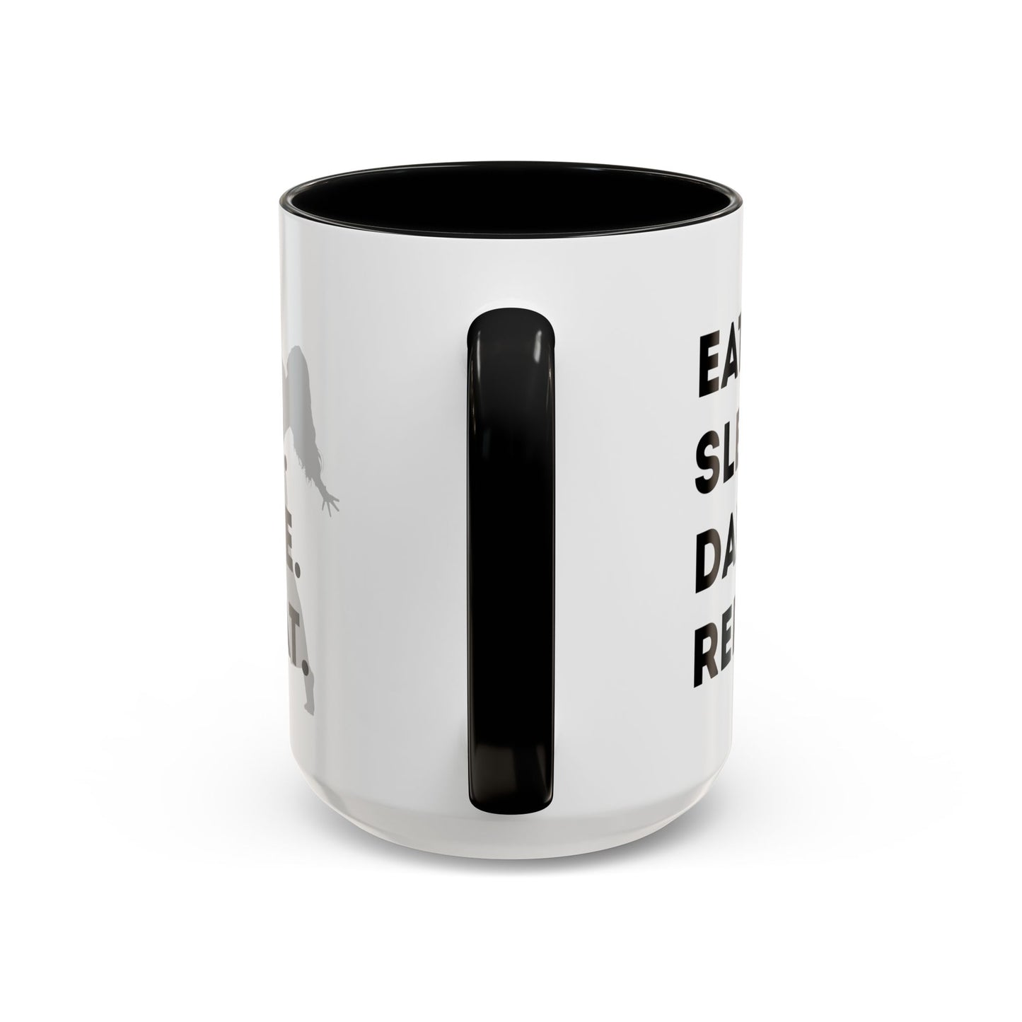 "Eat Sleep Dance Repeat" Accent Coffee Mug – Gray Dancer Graphic Ceramic Mug for Dance Lovers