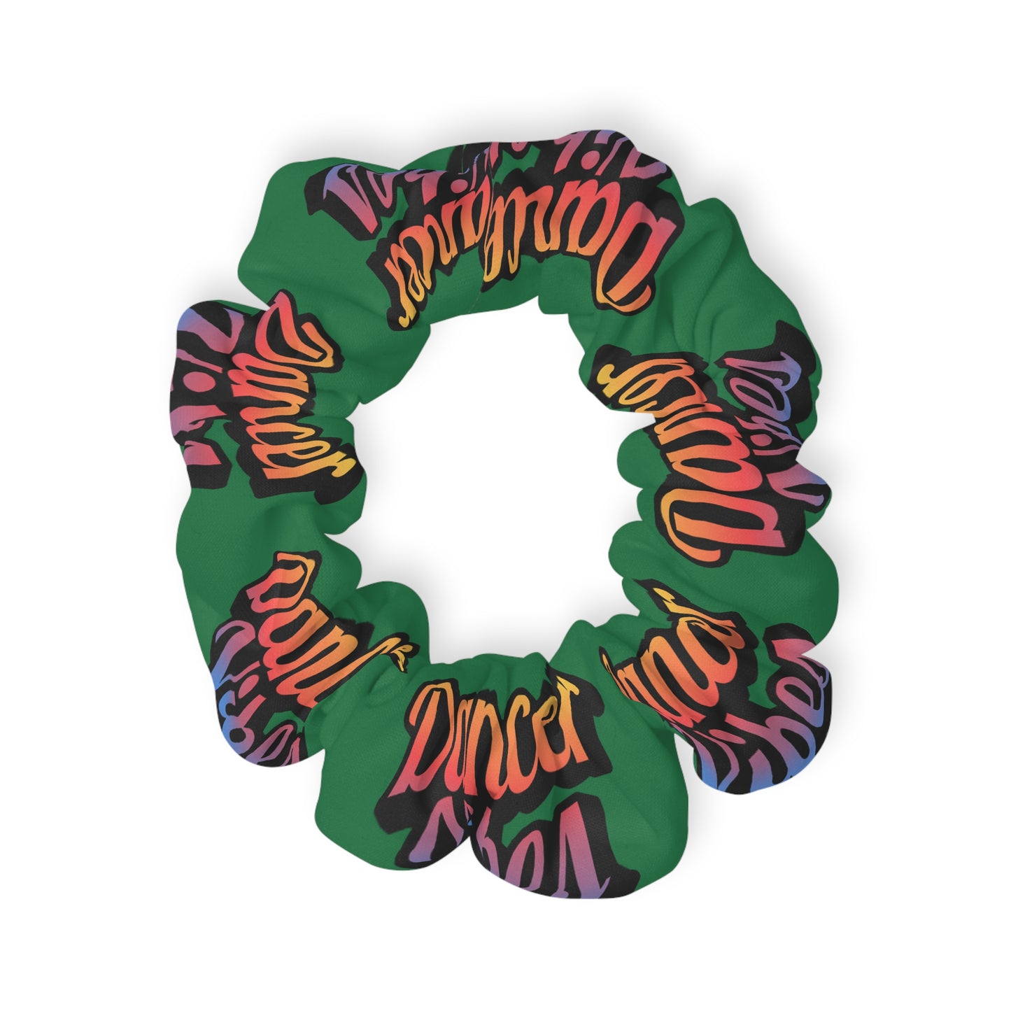 “Dancer Vibes” Scrunchie – Colorful Text Dance Hair Accessory for Performers and Dance Lovers