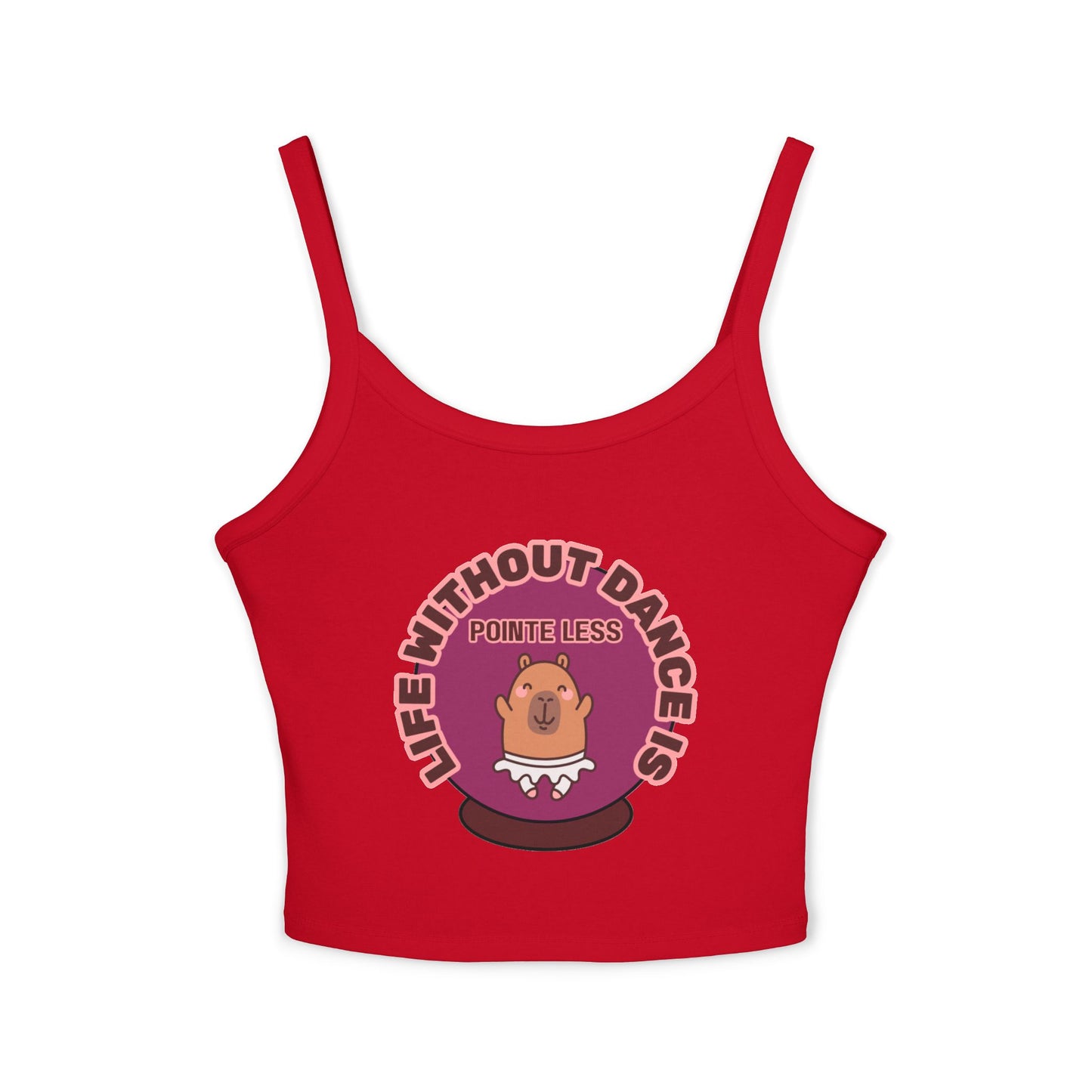 "Life Without Dance is Pointeless" Capybara Tank – Women's Spaghetti Strap Dance Top with Cute Animal Graphic