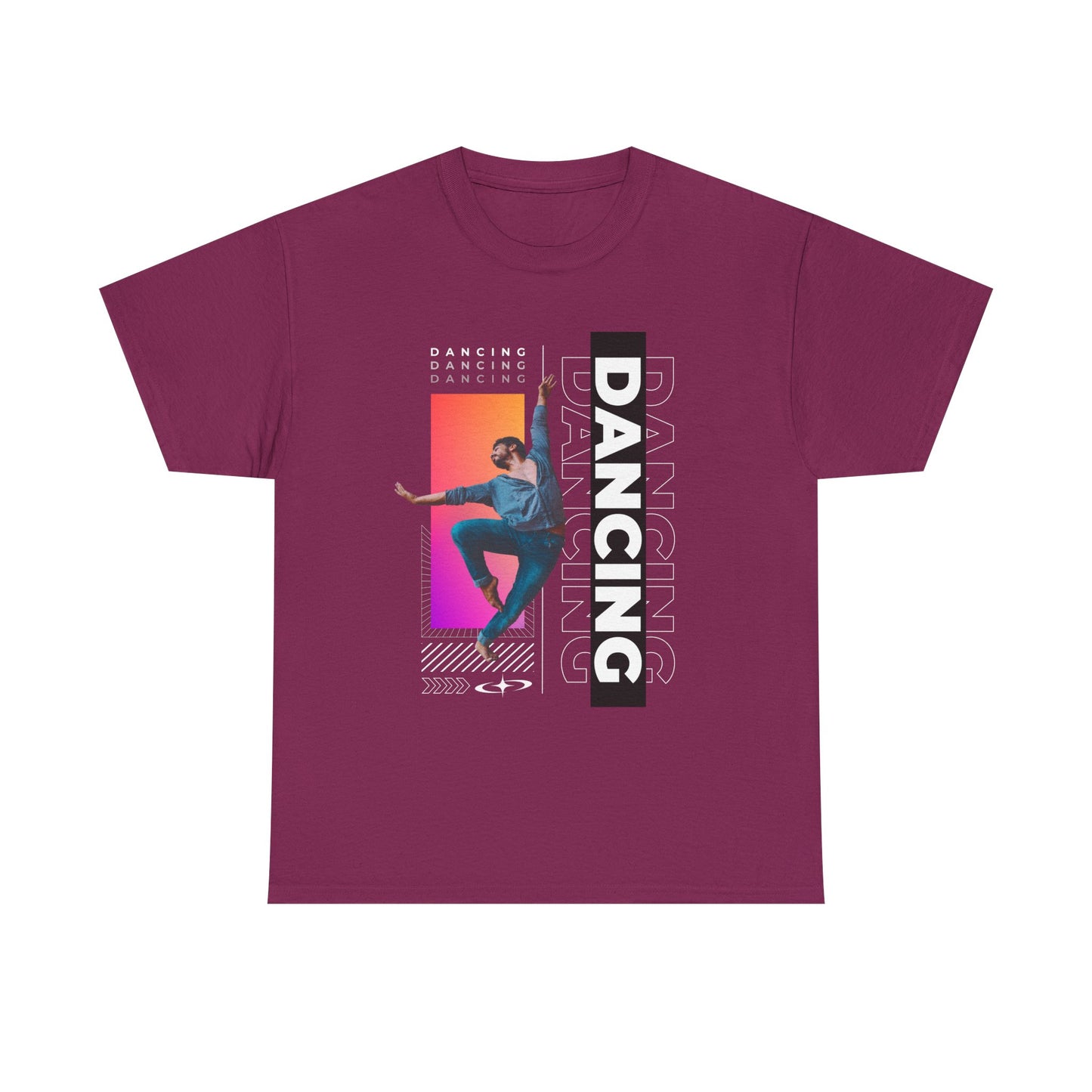 “Dancing” Streetwear-Inspired Male Dancer Unisex Heavy Cotton Tee – Urban Dance Graphic T-Shirt for Performers and Dance Lovers