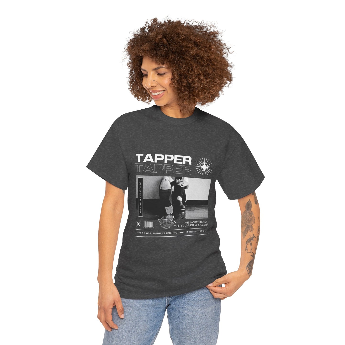“Tapper” Tap Dance Unisex Heavy Cotton Tee – Streetwear-Inspired Tap Shoes Graphic T-Shirt for Dancers