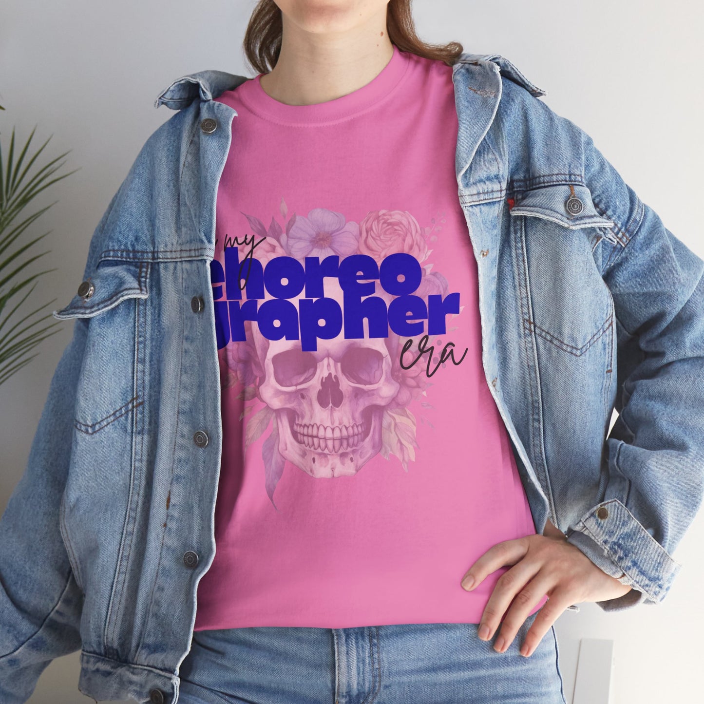 "In My Choreographer Era" Skull Floral Tee – Unisex Heavy Cotton Dance T-Shirt with Cool Gothic Graphic