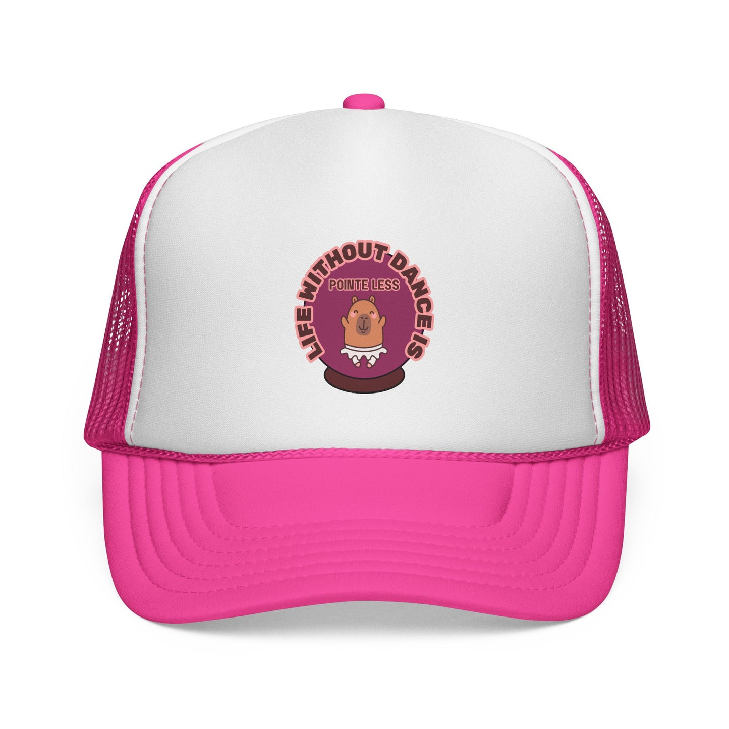 "Life Without Dance is Pointeless" Trucker Hat – Cute Dancing Capybara Graphic, Funny Unisex Dance Hat