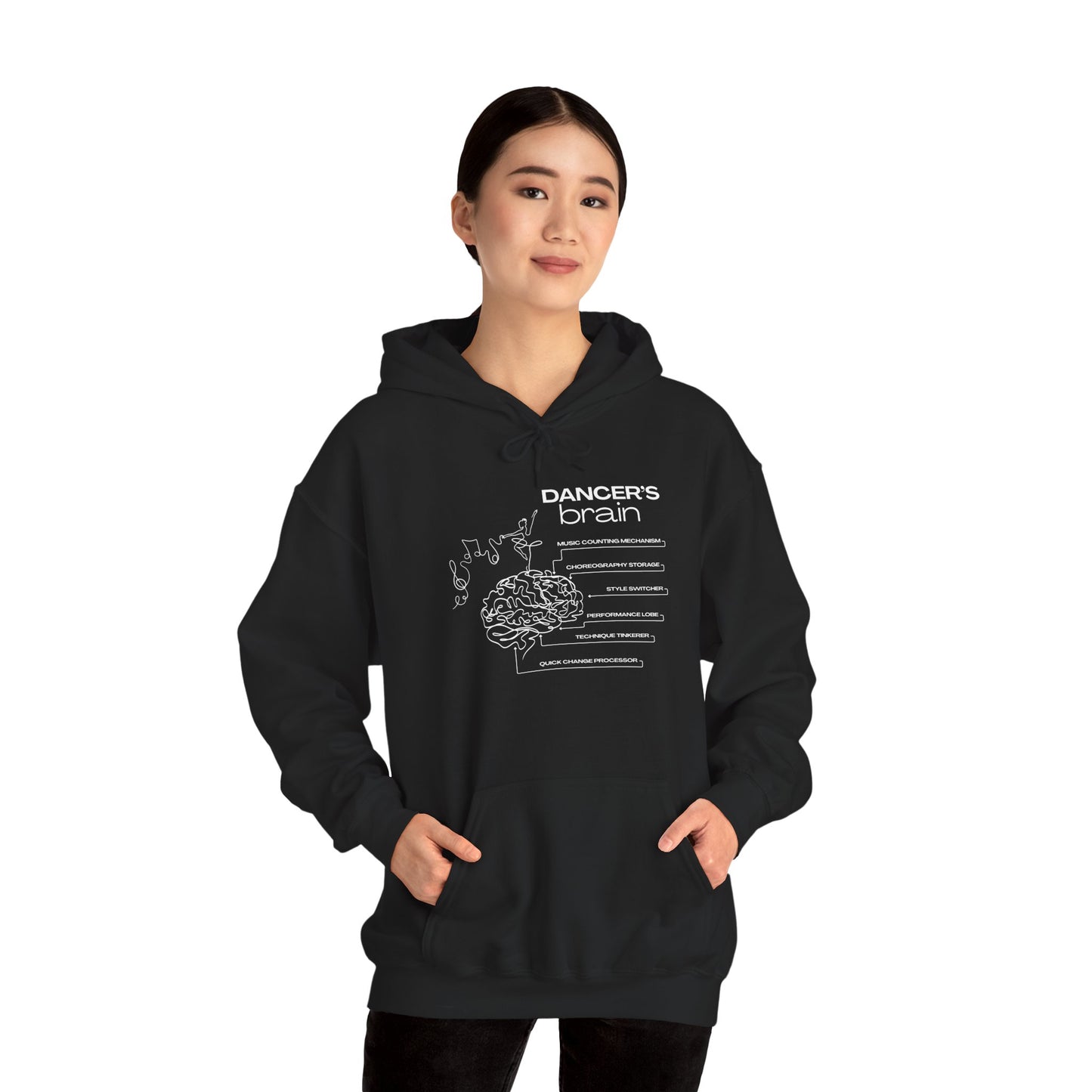 "Dancer’s Brain" Unisex Hoodie – Funny Dance-Themed Hoodie for Teens and Adults with Personalization Option and Cute Dancer Brain Graphic