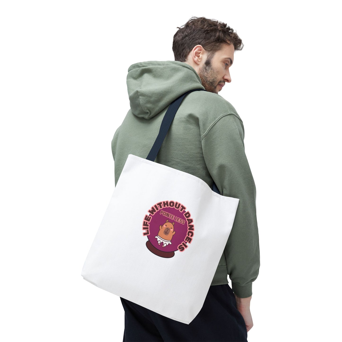 "Life Without Dance Is Pointeless" Capybara Canvas Tote Bag – Funny Dance Pun Tote for Dancers & Animal Lovers