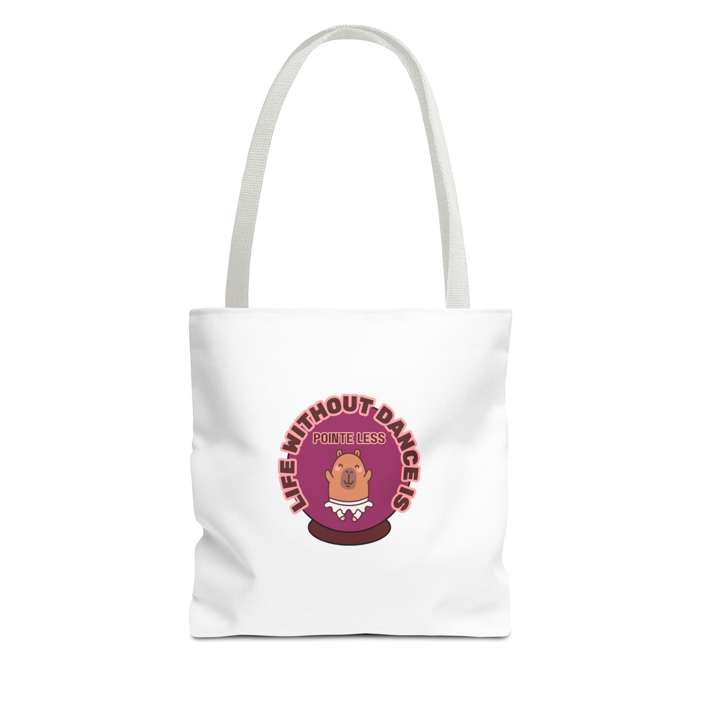 "Life Without Dance Is Pointeless" Capybara Canvas Tote Bag – Funny Dance Pun Tote for Dancers & Animal Lovers