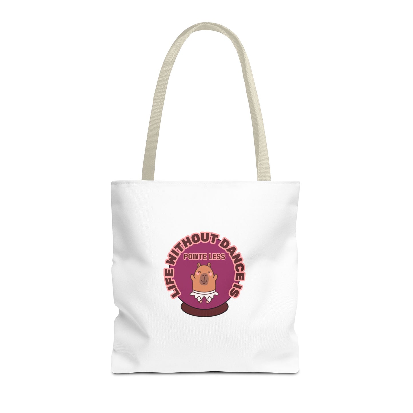 "Life Without Dance Is Pointeless" Capybara Canvas Tote Bag – Funny Dance Pun Tote for Dancers & Animal Lovers