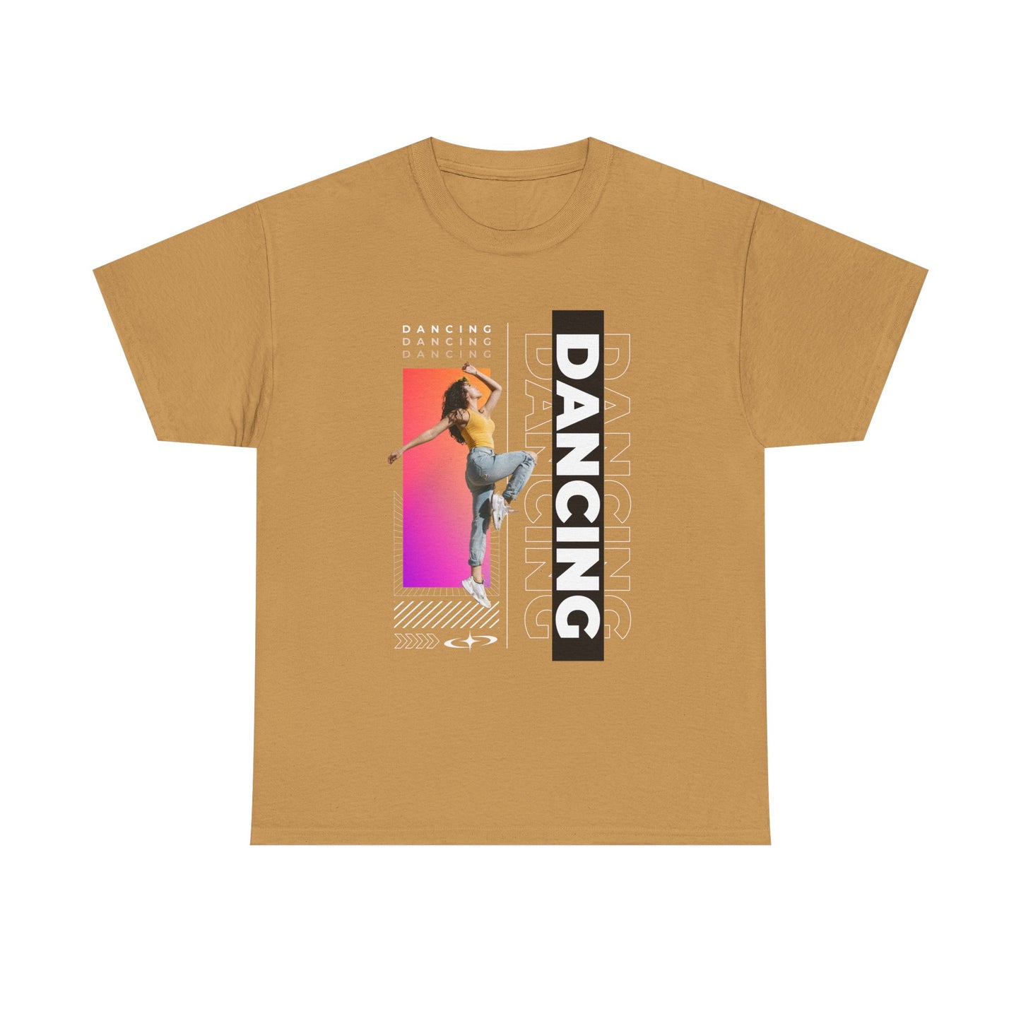 “Dancing” Streetwear-Inspired Female Dancer Unisex Heavy Cotton Tee – Urban Dance Graphic T-Shirt for Performers and Dance Lovers