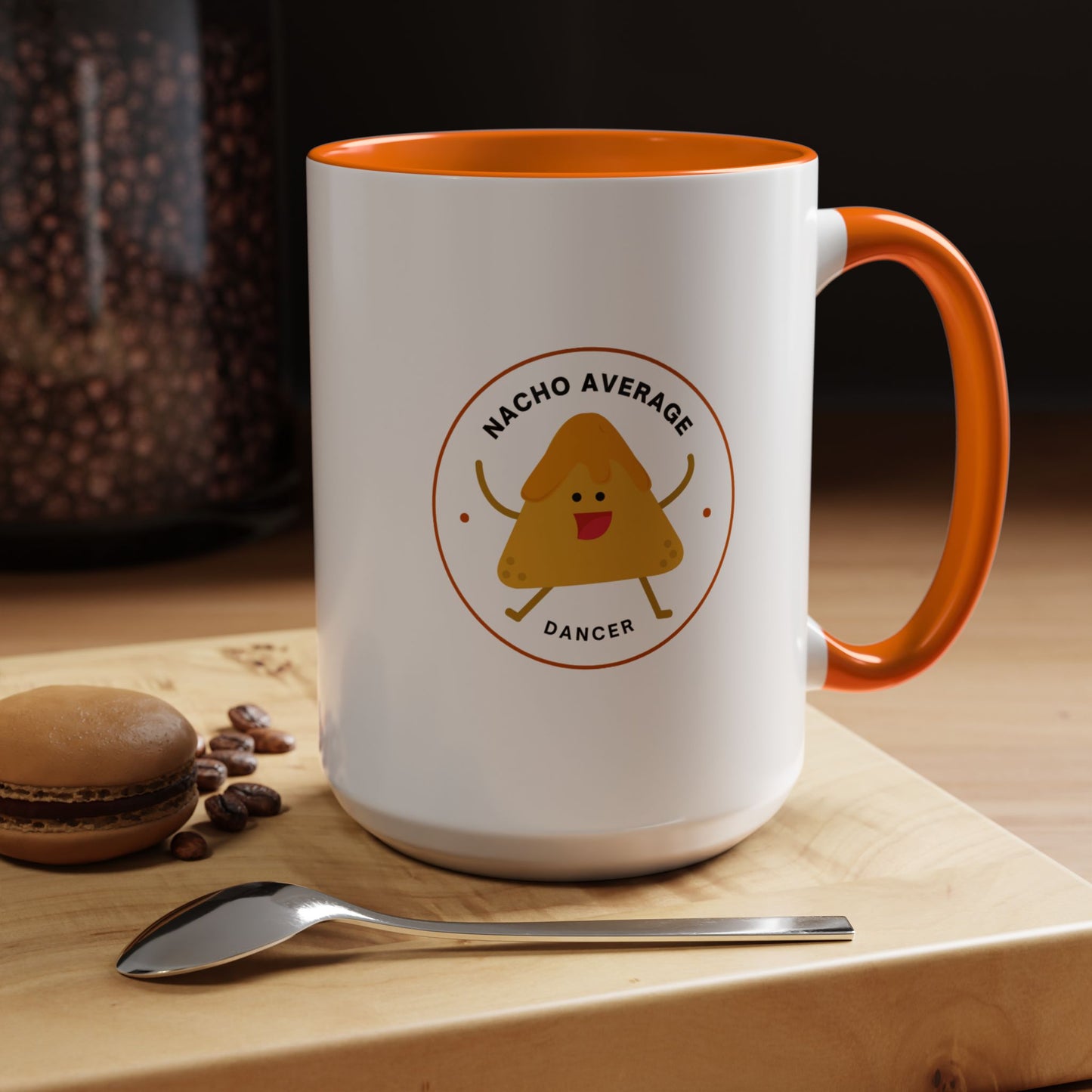 "Nacho Average Dancer" Accent Coffee Mug – Funny Dance Pun Ceramic Mug with Nacho Graphic for Dancers