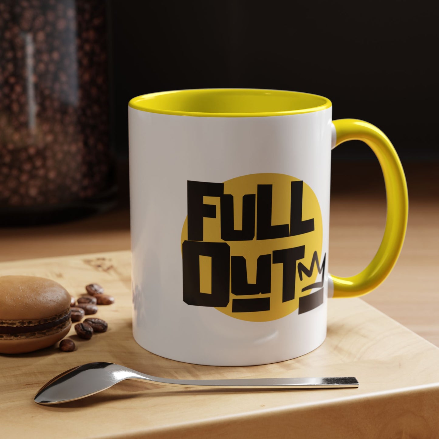 "Full Out" Accent Coffee Mug – Streetwear Dance Mug with Crown Graphic for Dancers