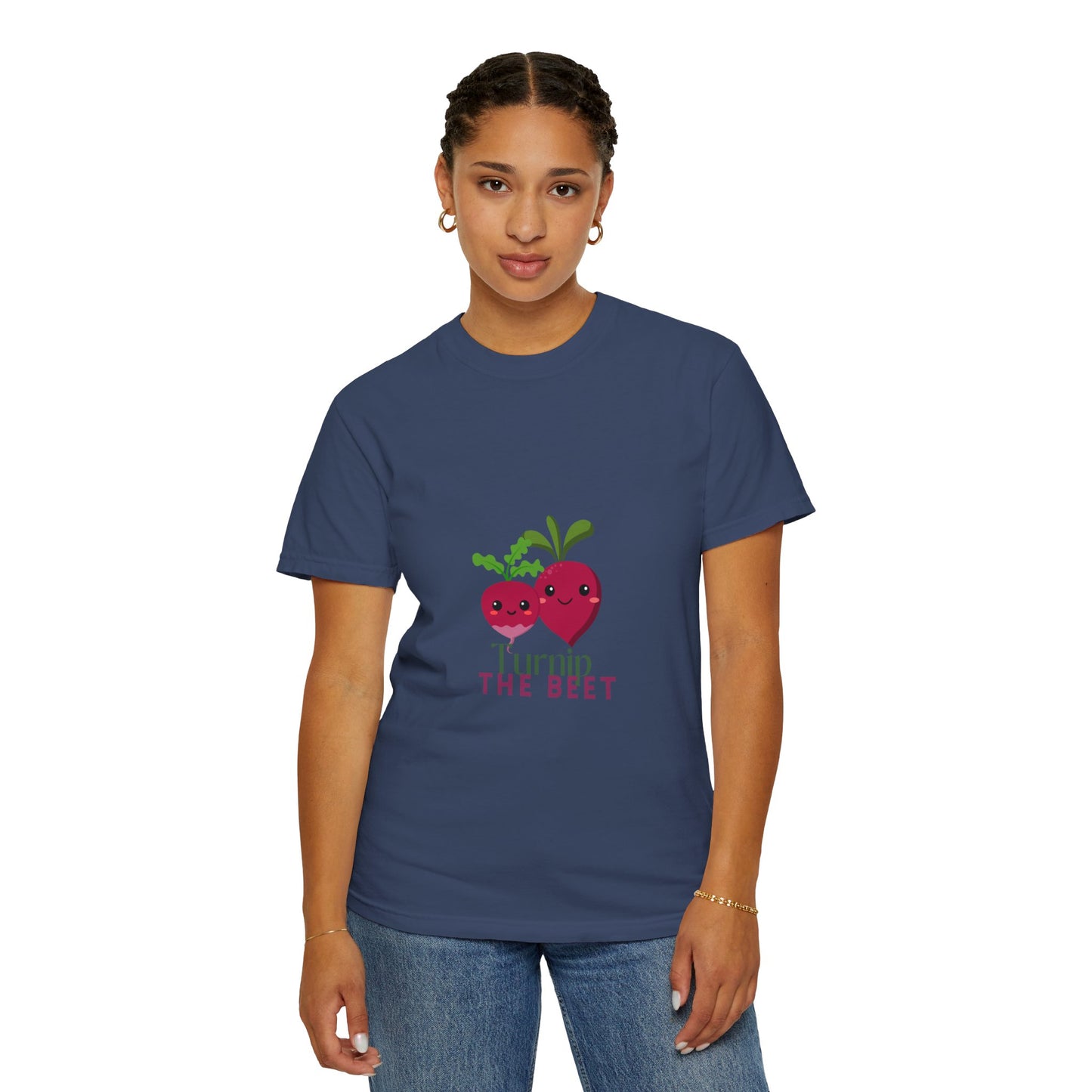 "Turnip the Beet" Unisex Garment-Dyed T-Shirt – Cute Veggie Dance Pun Graphic Tee – Funny Foodie Shirt for Dancers & Music Lovers