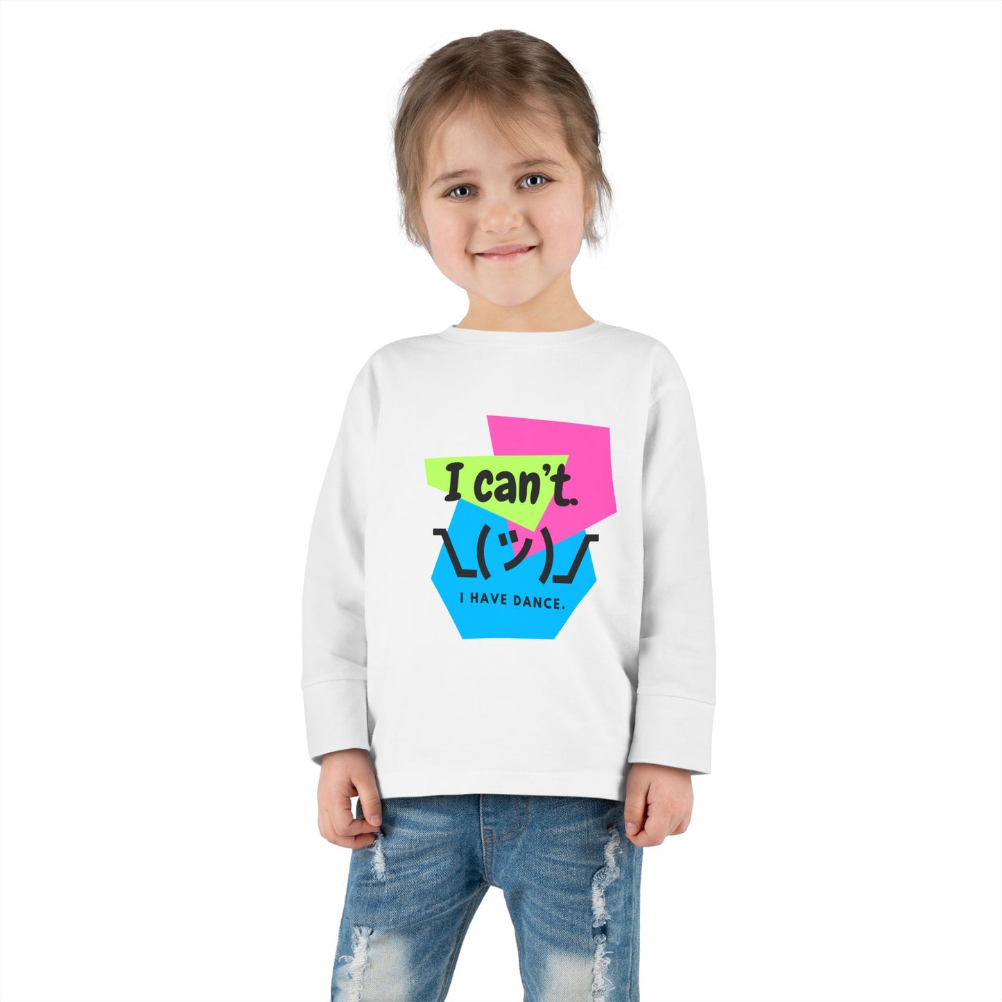 "I Can’t. I Have Dance." Toddler Long Sleeve Dance T-Shirt – 80s Retro Emoji Graphic Shirt for Kids
