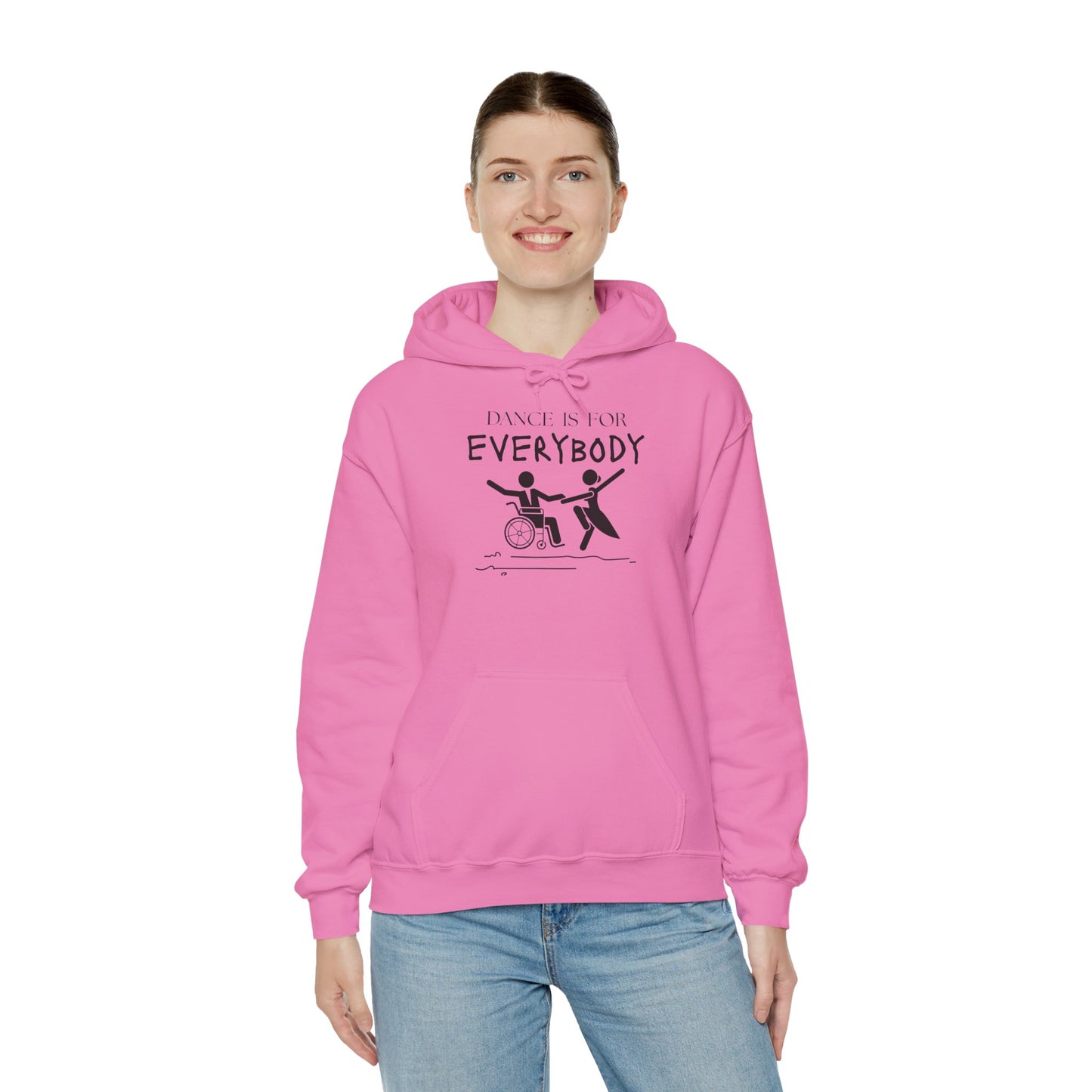 "Dance Is for Everybody" Unisex Hoodie – Inclusive Dance-Themed Hoodie for Teens and Adults with Personalization Option on Sleeve
