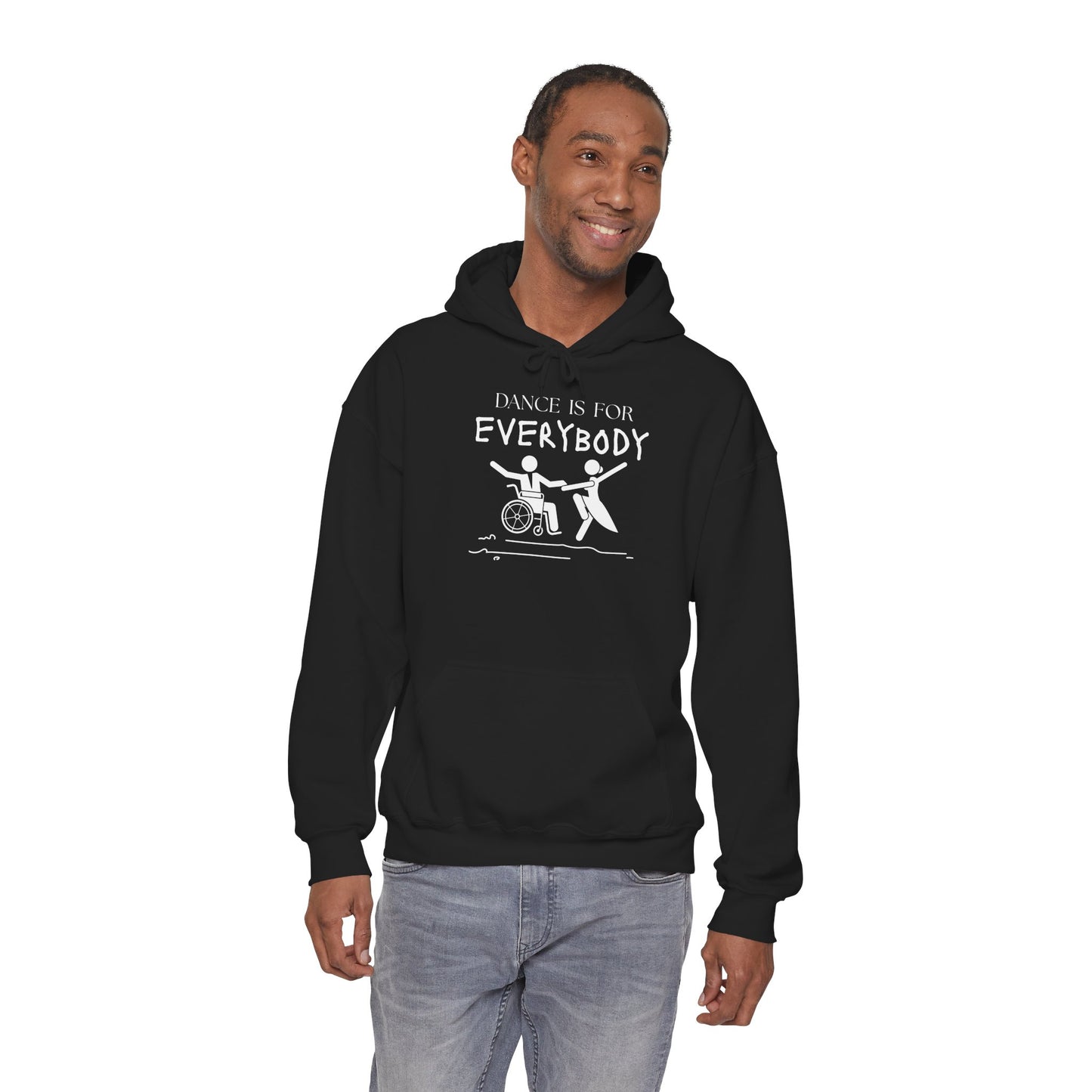 "Dance Is for Everybody" Unisex Hoodie – Inclusive Dance-Themed Hoodie for Teens and Adults with Personalization Option on Sleeve