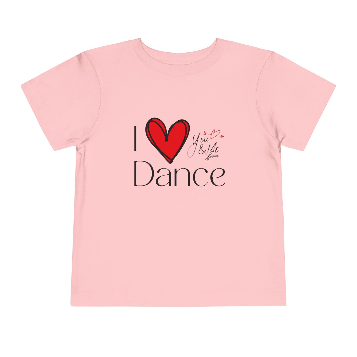 "I Love Dance" Toddler Short Sleeve Tee – Hand-Drawn Heart & Note Graphic Dance Lover T-Shirt