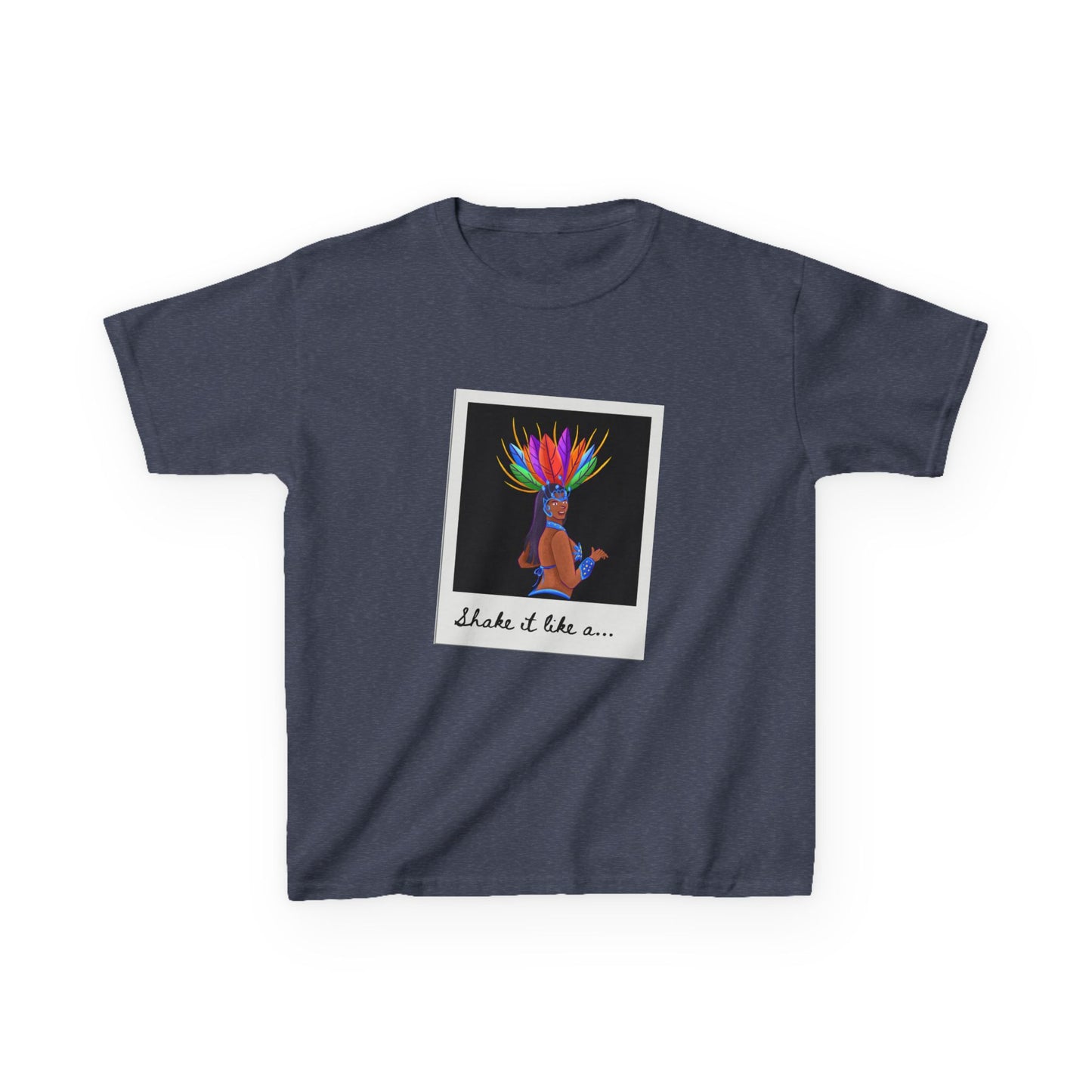 "Shake It Like a..." Youth Short Sleeve Tee β Carnival-Inspired Samba Dancer Graphic Dance Shirt for Kids