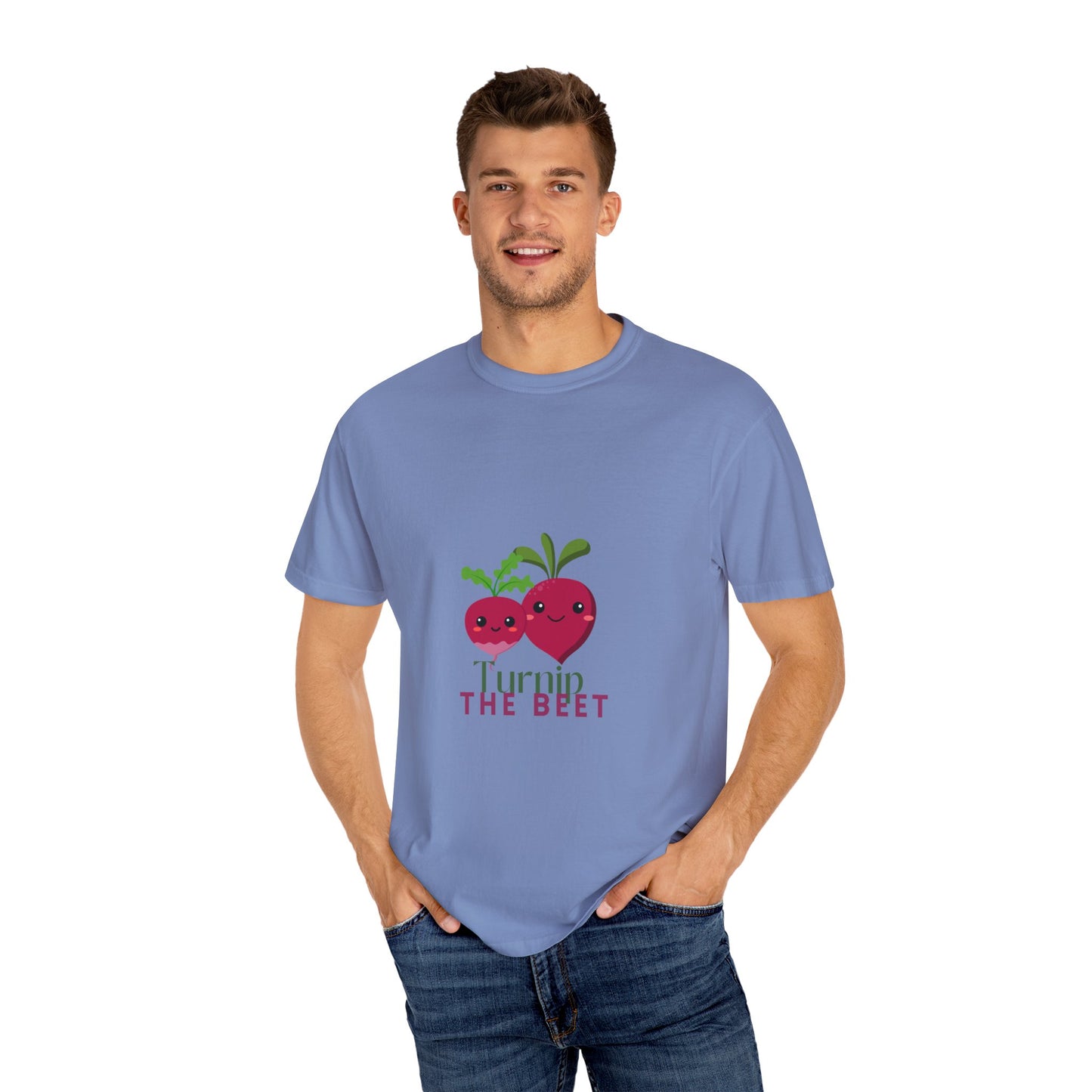"Turnip the Beet" Unisex Garment-Dyed T-Shirt – Cute Veggie Dance Pun Graphic Tee – Funny Foodie Shirt for Dancers & Music Lovers
