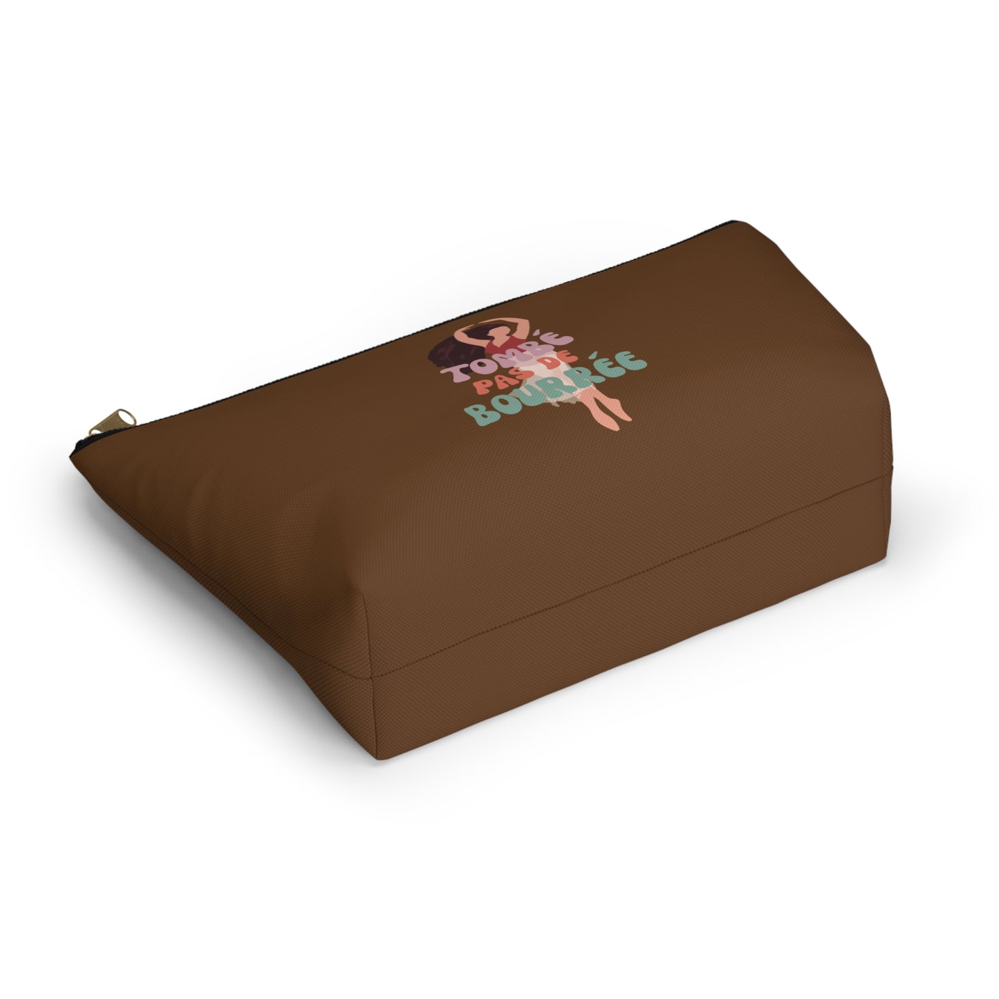 "Tombé Pas de Bourrée" Makeup Bag – Elegant Ballet Dancer Graphic – Ballet-Themed Zipper Pouch for Cosmetics, Accessories & Dance Gifts