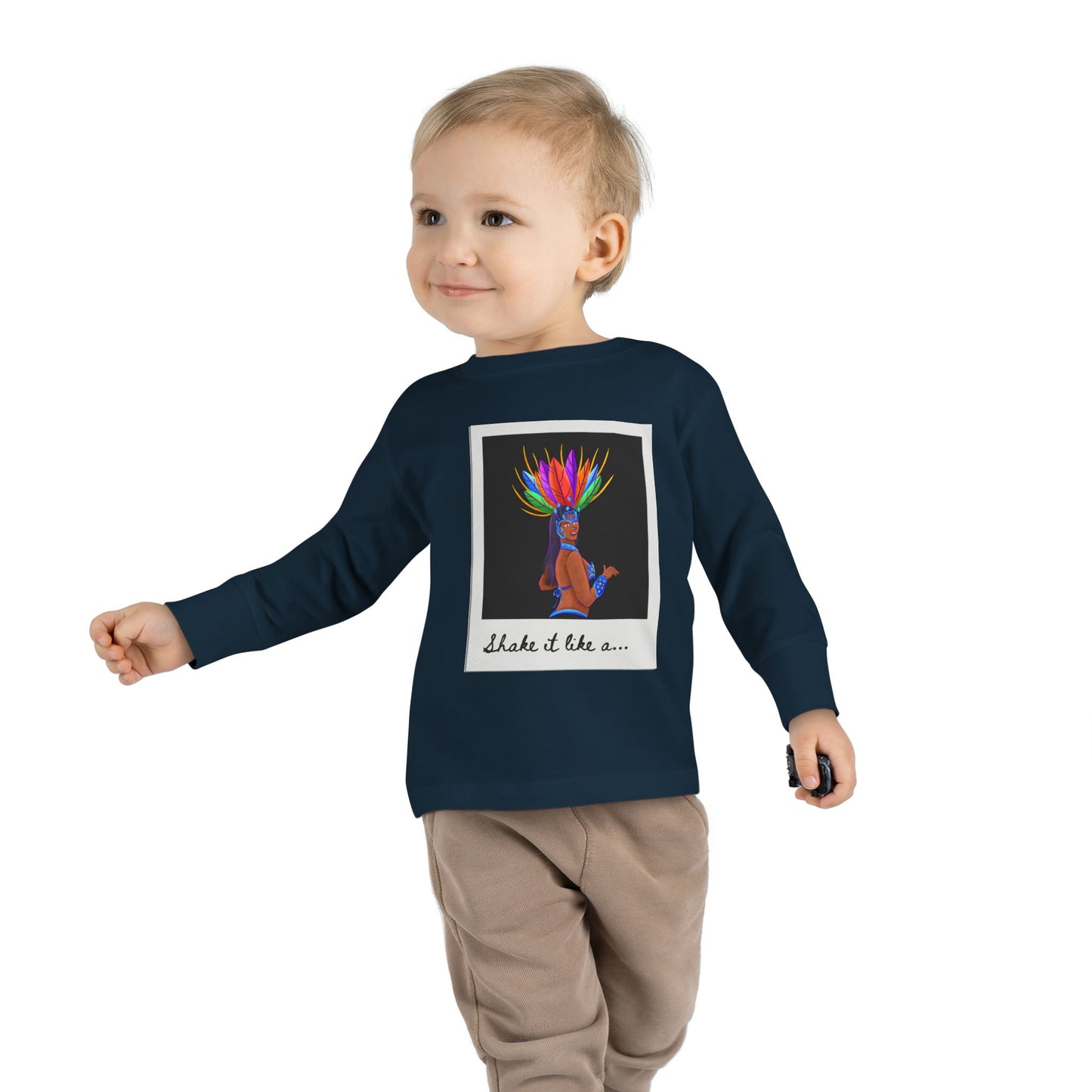"Shake It Like a…” Toddler Long Sleeve Tee – Samba Dancer Graphic Shirt for Kids