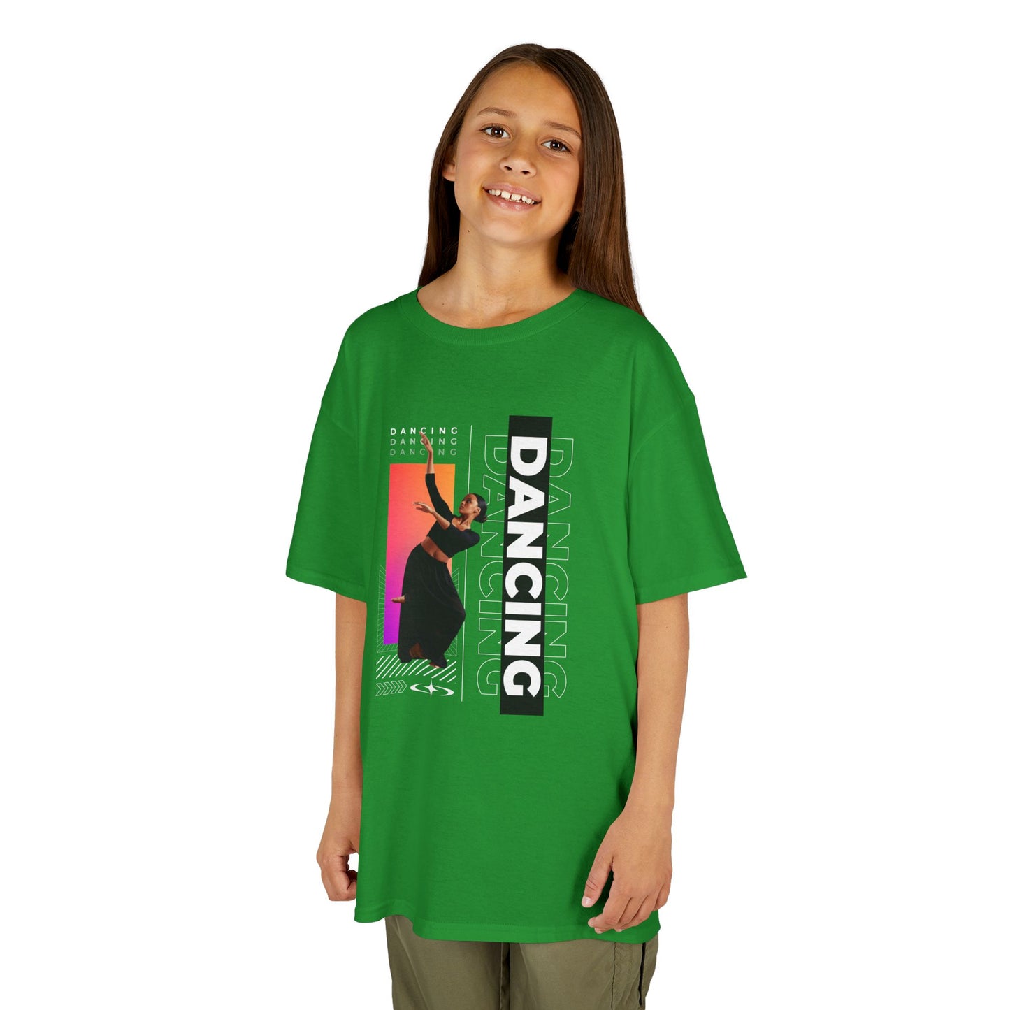 “Dancing” Youth Short Sleeve T-Shirt – Streetwear-Inspired Female Dancer Design – Trendy Kids Dance Graphic Tee