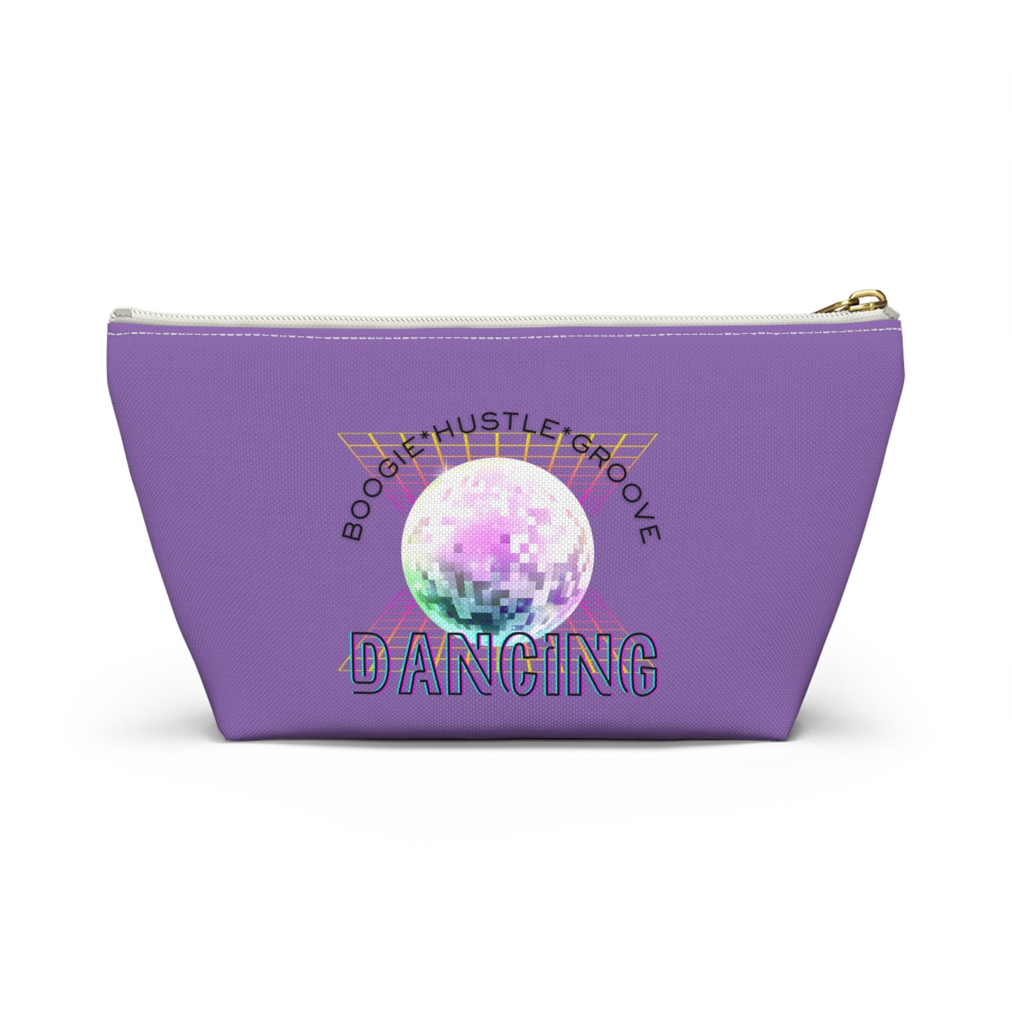 "Boogie, Hustle, Groove - Dancing" Retro Dance-Inspired Makeup Bag | Funky Bold Accessory Pouch for Dancers