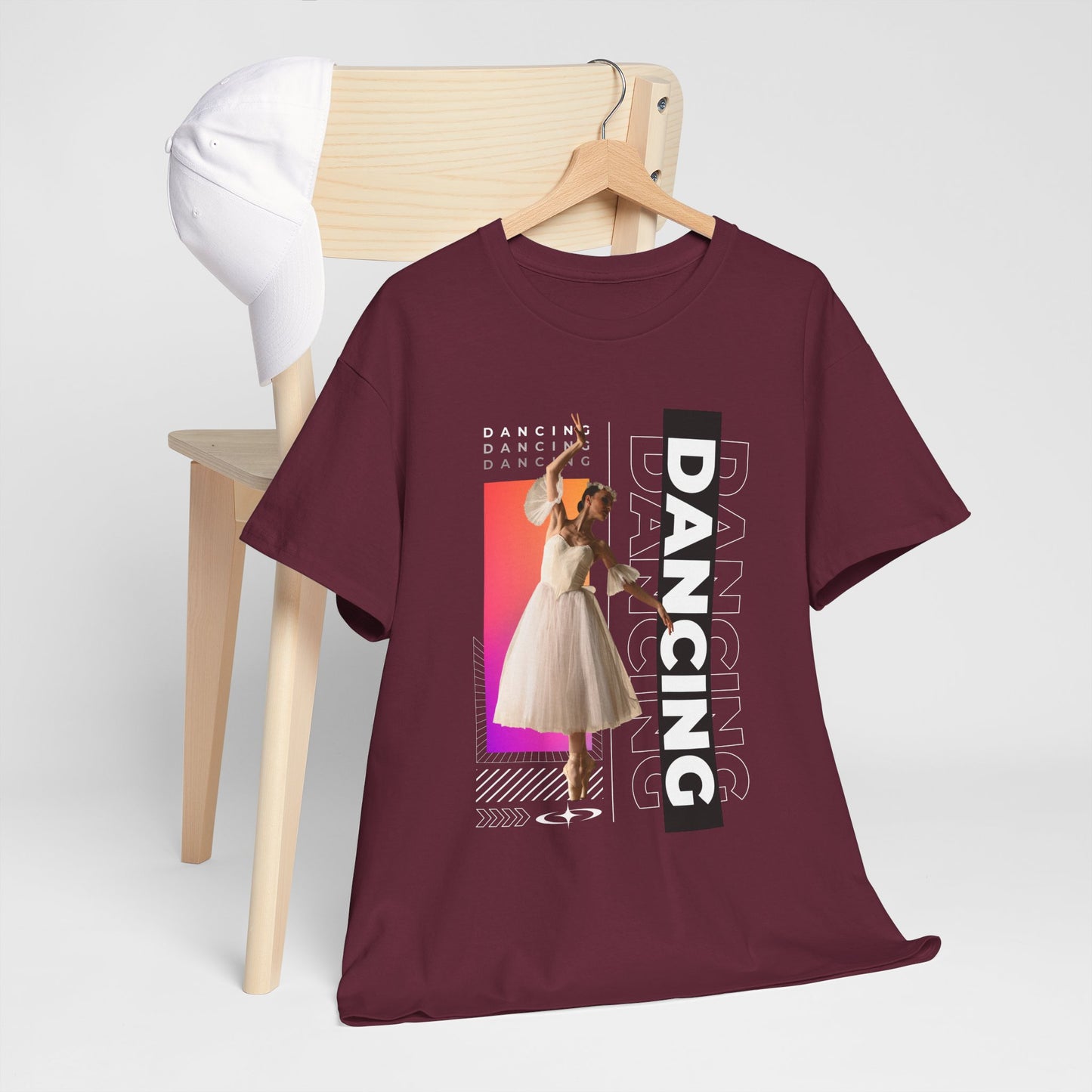 “Dancing” Streetwear-Inspired Female Dancer Unisex Heavy Cotton Tee – Urban Dance Graphic T-Shirt for Performers and Dance Lovers