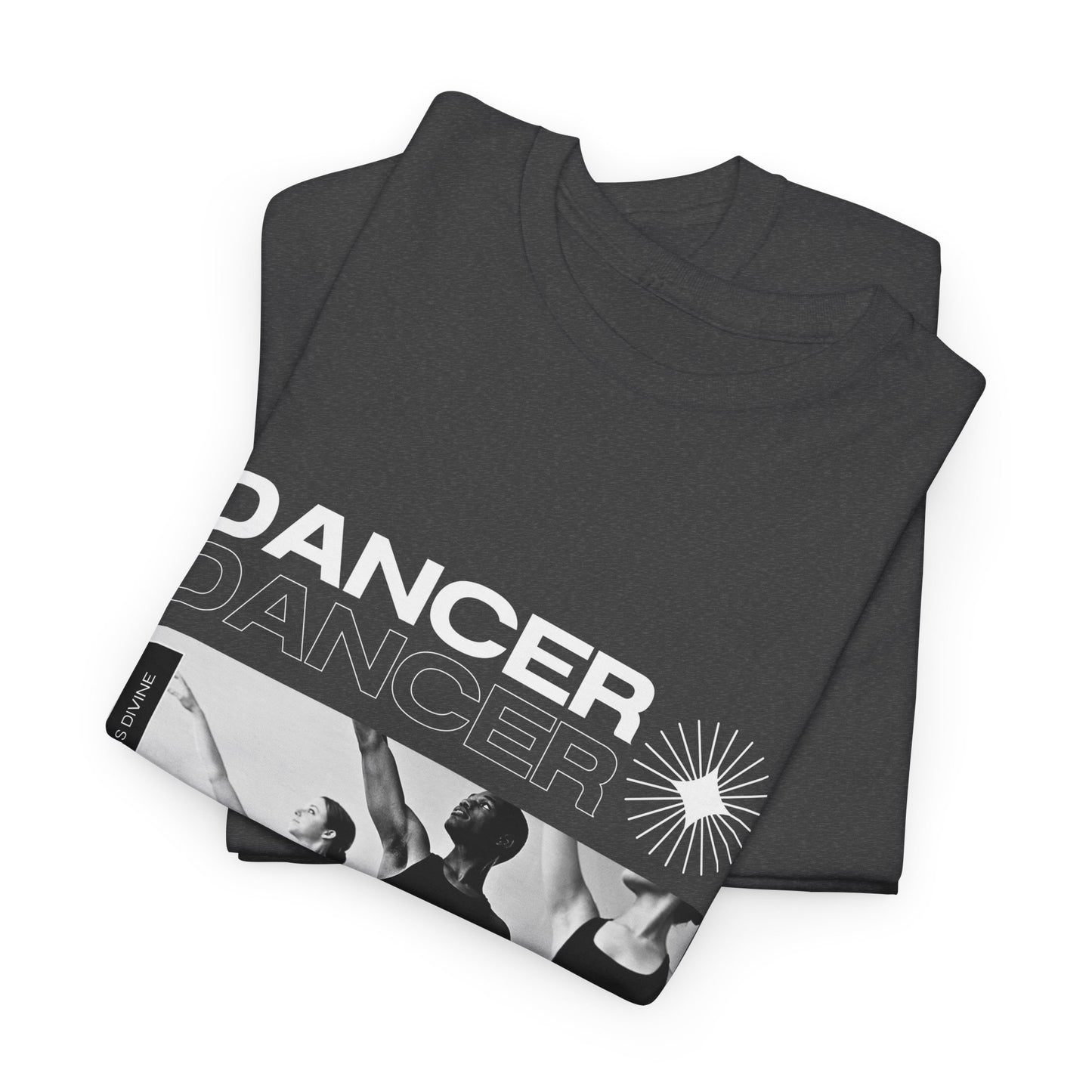 "Dancer" with ballet dancers at the Barre - Unisex Heavy Cotton Tee | Streetwear-Inspired Ballet Training Graphic T-Shirt for Dance Lovers