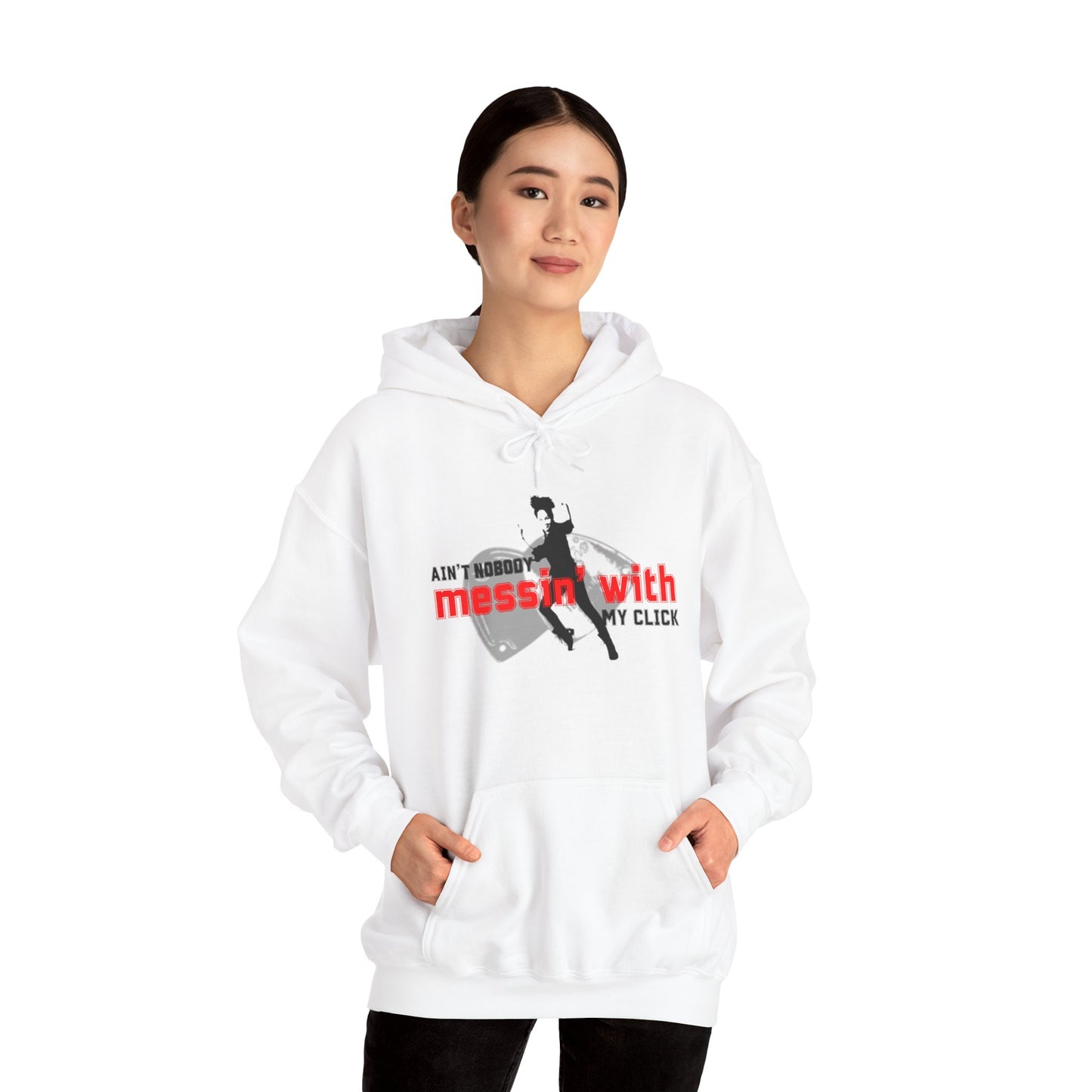 “Ain’t Nobody Messin’ with My Click” Tap Dance Graphic with Tap Shoes & Dancer | Streetwear-Inspired Tap Dancing Hoodie for Dancers - Unisex Heavy Blend™ Hooded Sweatshirt