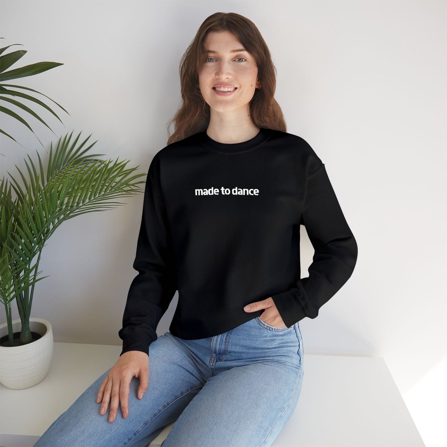 “Made to Dance" Unisex Heavy Blend™ Crewneck Sweatshirt – Embroidered Dance-Inspired Pullover for Adults & Kids