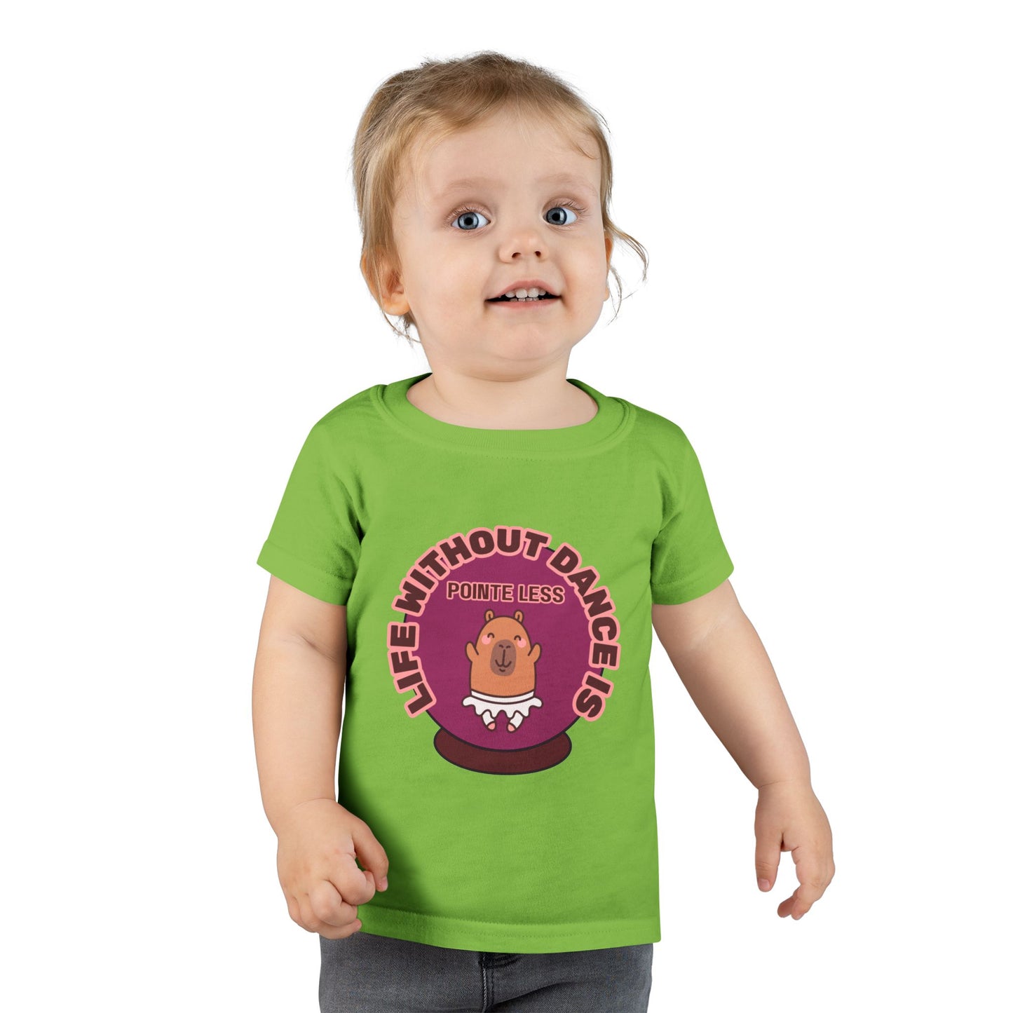 "Life Without Dance Is Pointeless" Toddler Dance T-Shirt – Cute Dancing Capybara Graphic Short Sleeve Tee for Kids