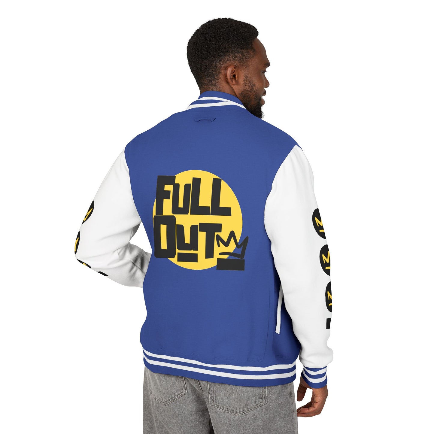 Full Out Premium Collection Letterman Jacket β Unisex Heavyweight Varsity Jacket with "Full Out" Back Graphic and "Crew" Front Design