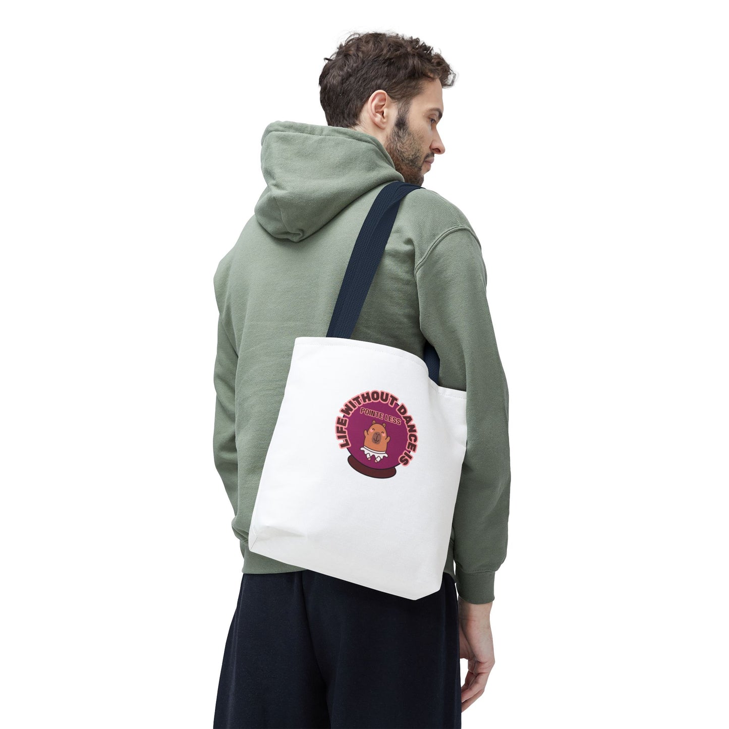 "Life Without Dance Is Pointeless" Capybara Canvas Tote Bag – Funny Dance Pun Tote for Dancers & Animal Lovers