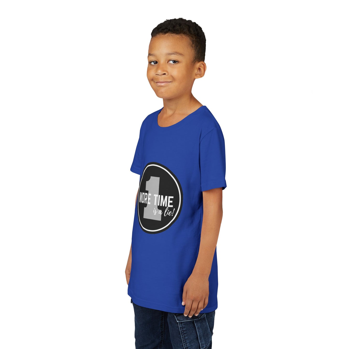 “One More Time is a Lie” Bold Emblem Dancer Graphic T-Shirt for Kids – Funny Dance Rehearsal Shirt - Youth Dance Tee