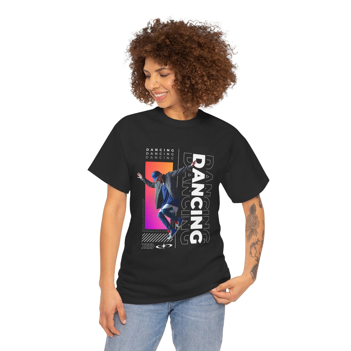 “Dancing” Streetwear-Inspired Male Dancer Unisex Heavy Cotton Tee – Urban Dance Graphic T-Shirt for Performers and Dance Lovers