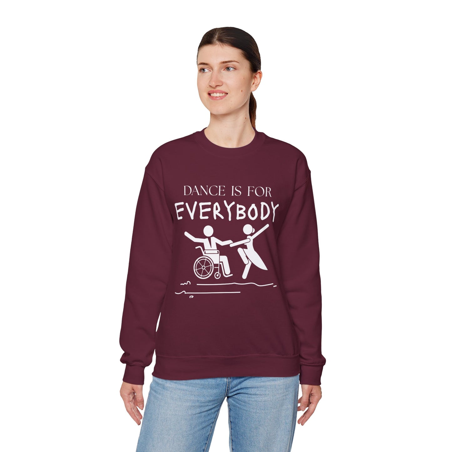 “Dance Is for Everybody” Inclusive Dance Sweatshirt – Unisex Heavy Blend Crewneck with Optional Name or Studio Personalization