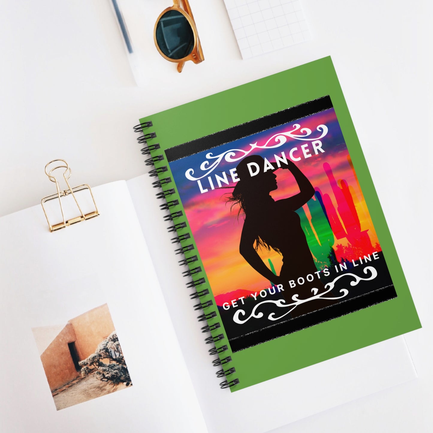 "Line Dancer, Get Your Boots in Line" Western-Inspired Design – Spiral Dance Notebook for Journaling, Class Notes & Choreo Planning