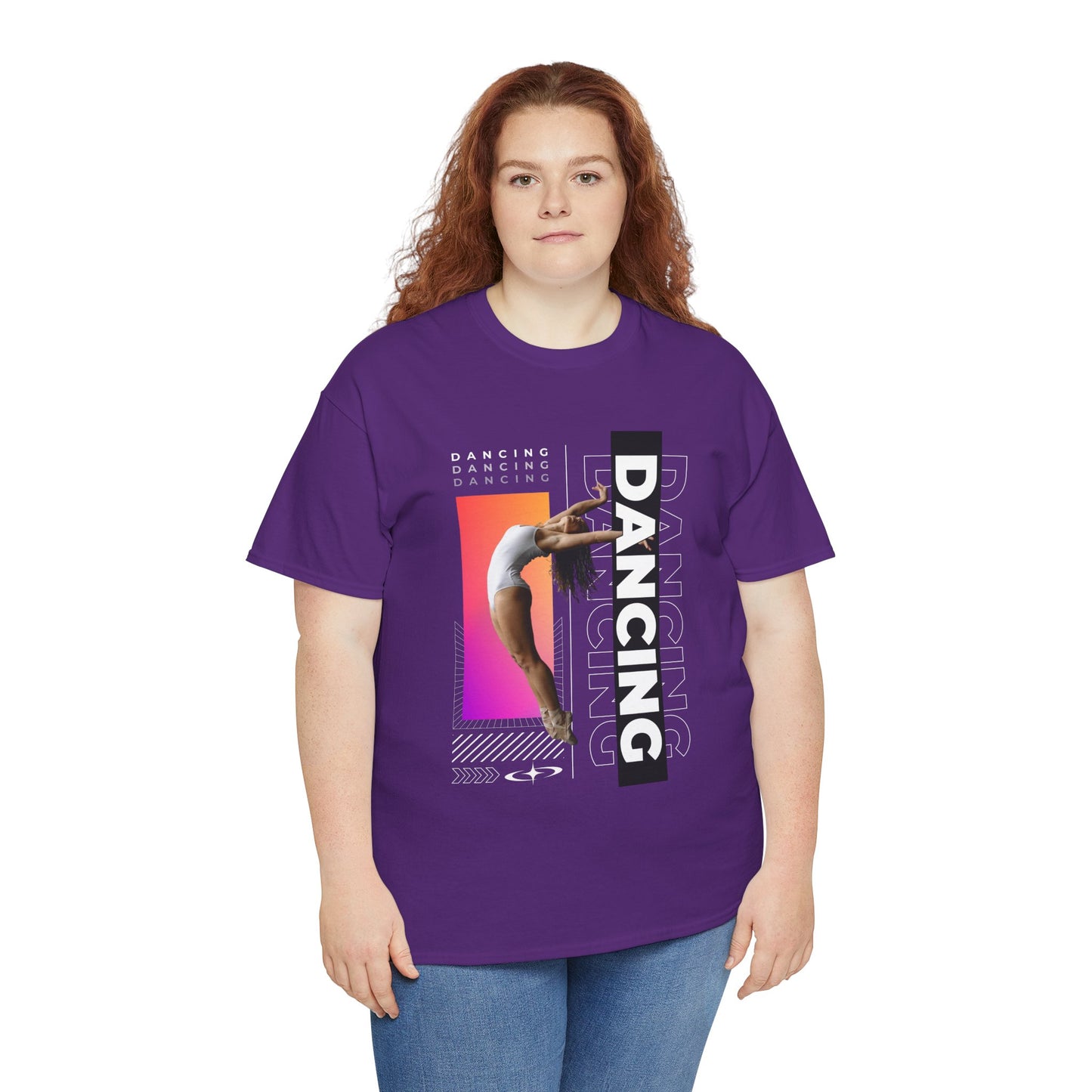 “Dancing” Streetwear-Inspired Female Dancer Unisex Heavy Cotton Tee – Urban Dance Graphic T-Shirt for Performers and Dance Lovers