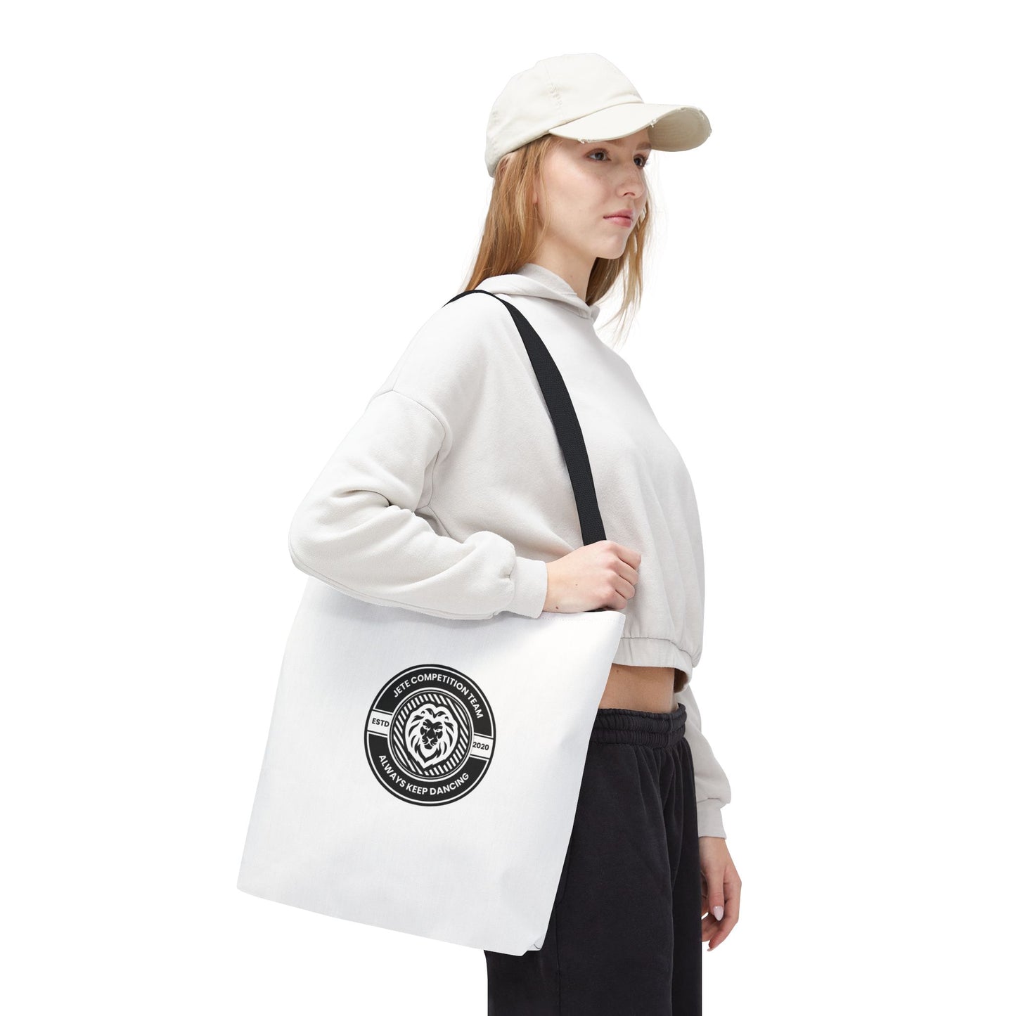 "Jeté Competition Team, Always Keep Dancing" Canvas Tote Bag – Collegiate Dance Team Logo | Reusable Dance Bag for Dancers, Rehearsals & Competitions