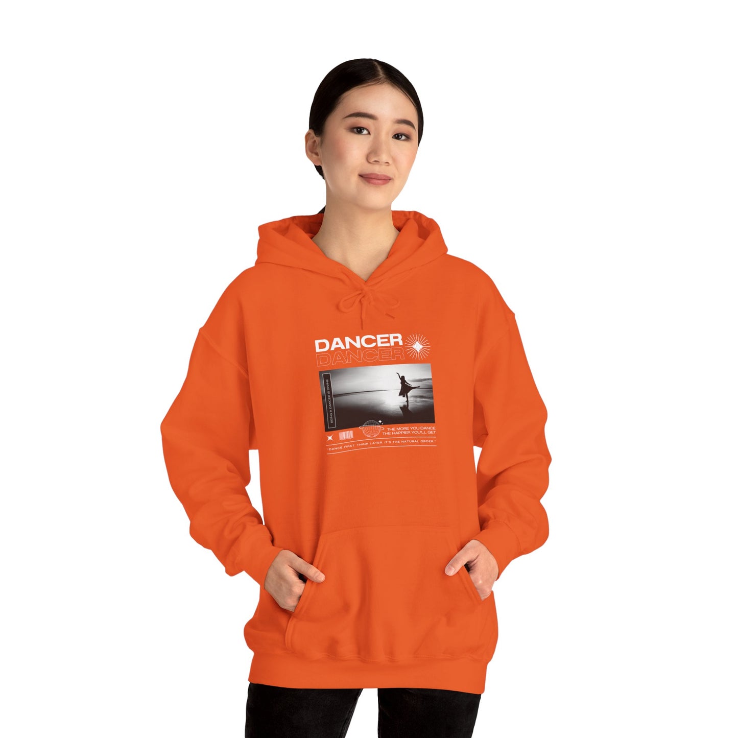 “Dancer” Arabesque on the Beach Graphic | Streetwear-Inspired Dance Hoodie for Ballet & Beach Lovers - Unisex Heavy Blend™ Hoodie